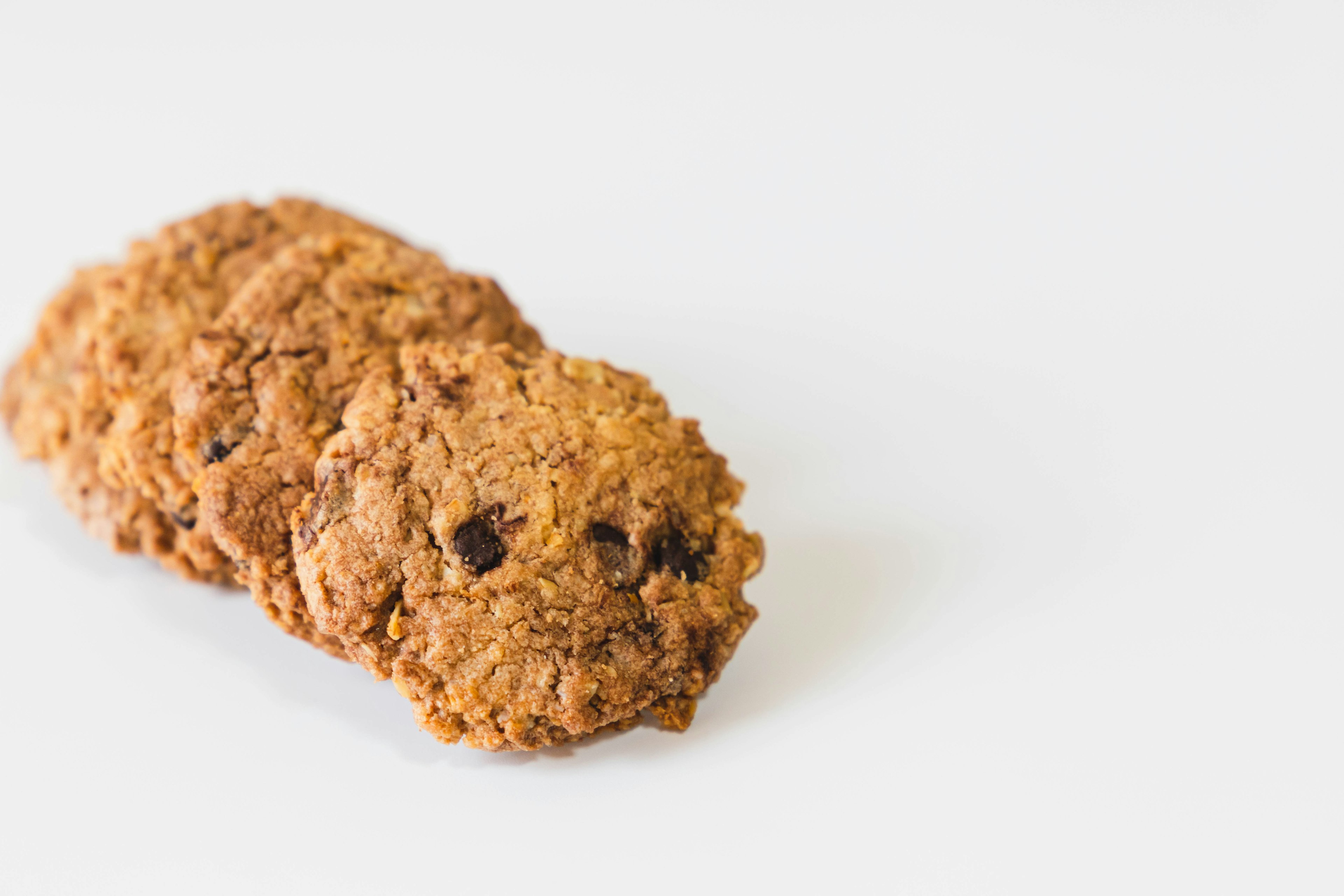 Close-up of freshly baked chocolate chip cookies