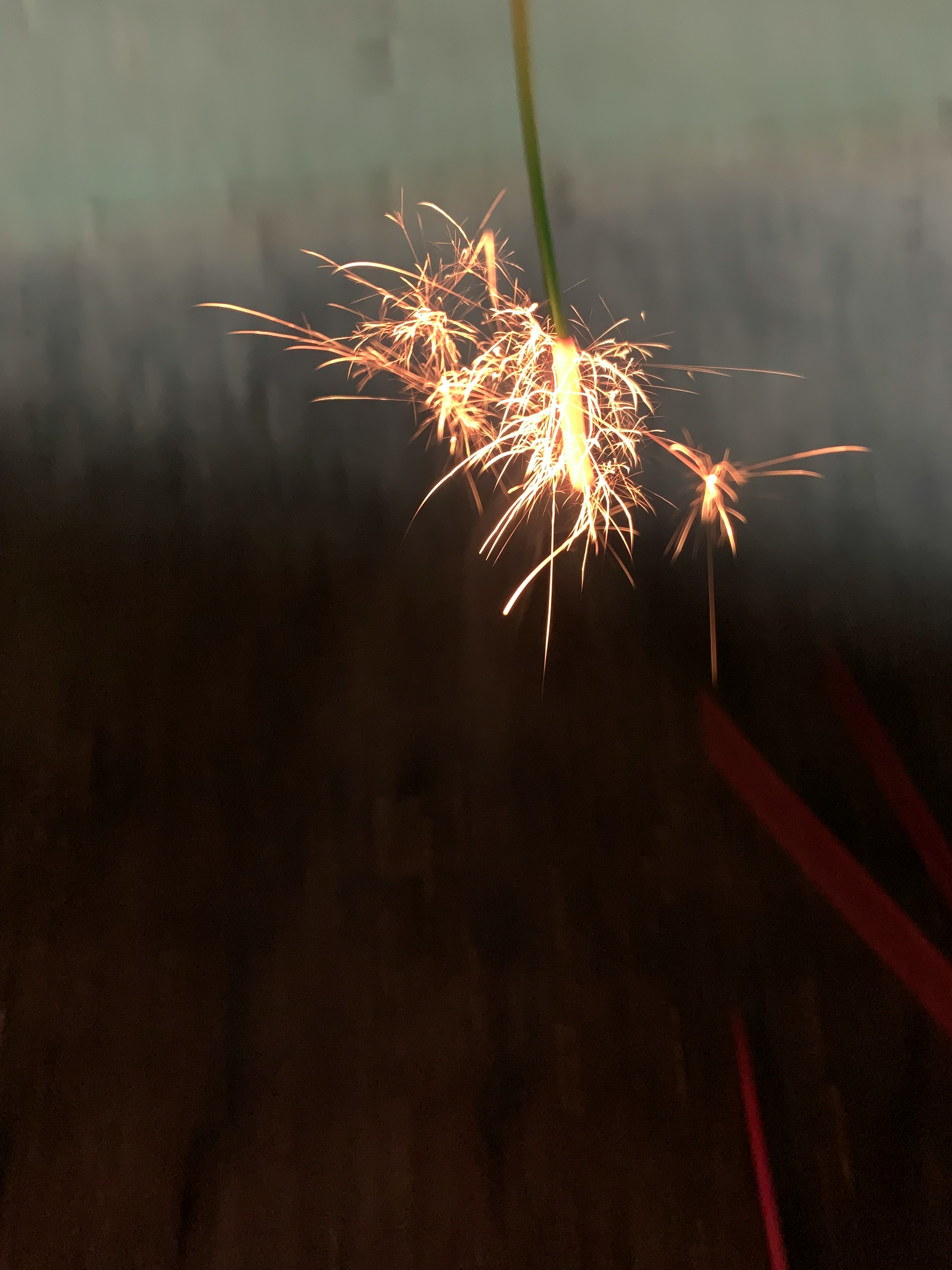 Plant leaf tip glowing with sparks