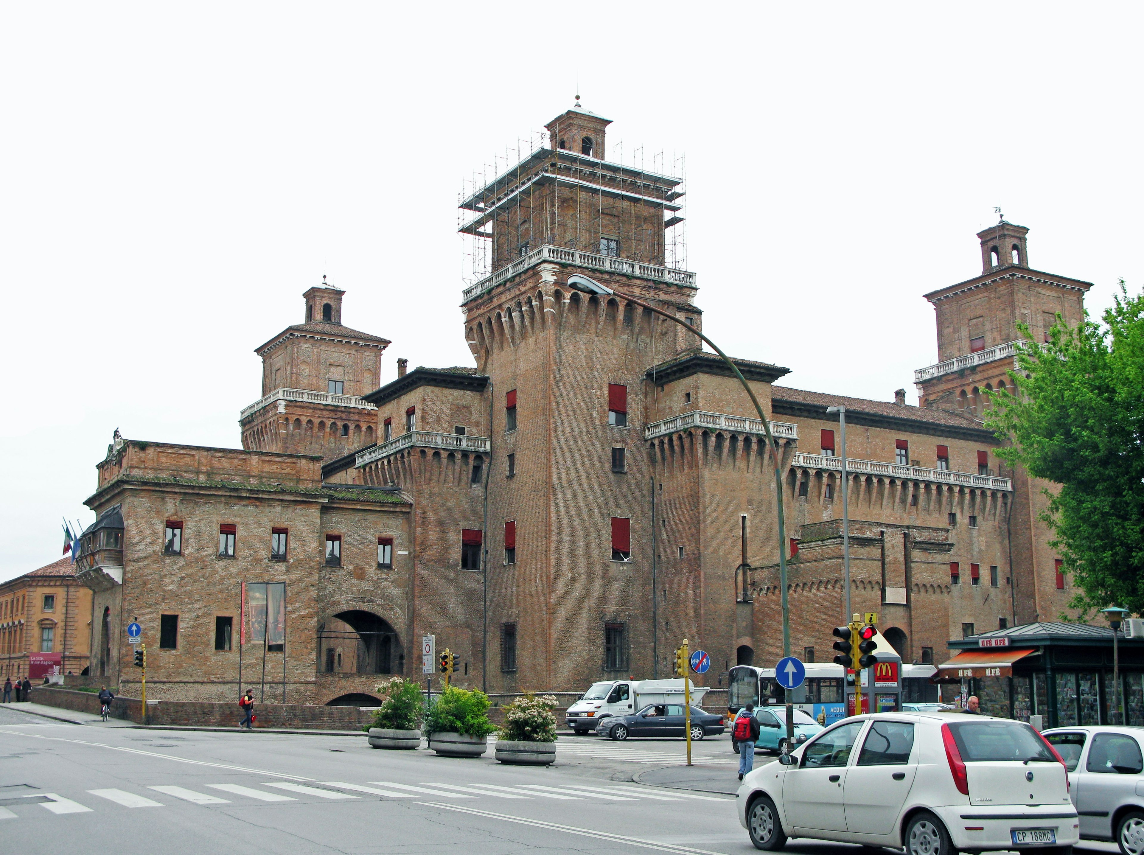 Imposing exterior of Estense Castle in Ferrara historic architecture