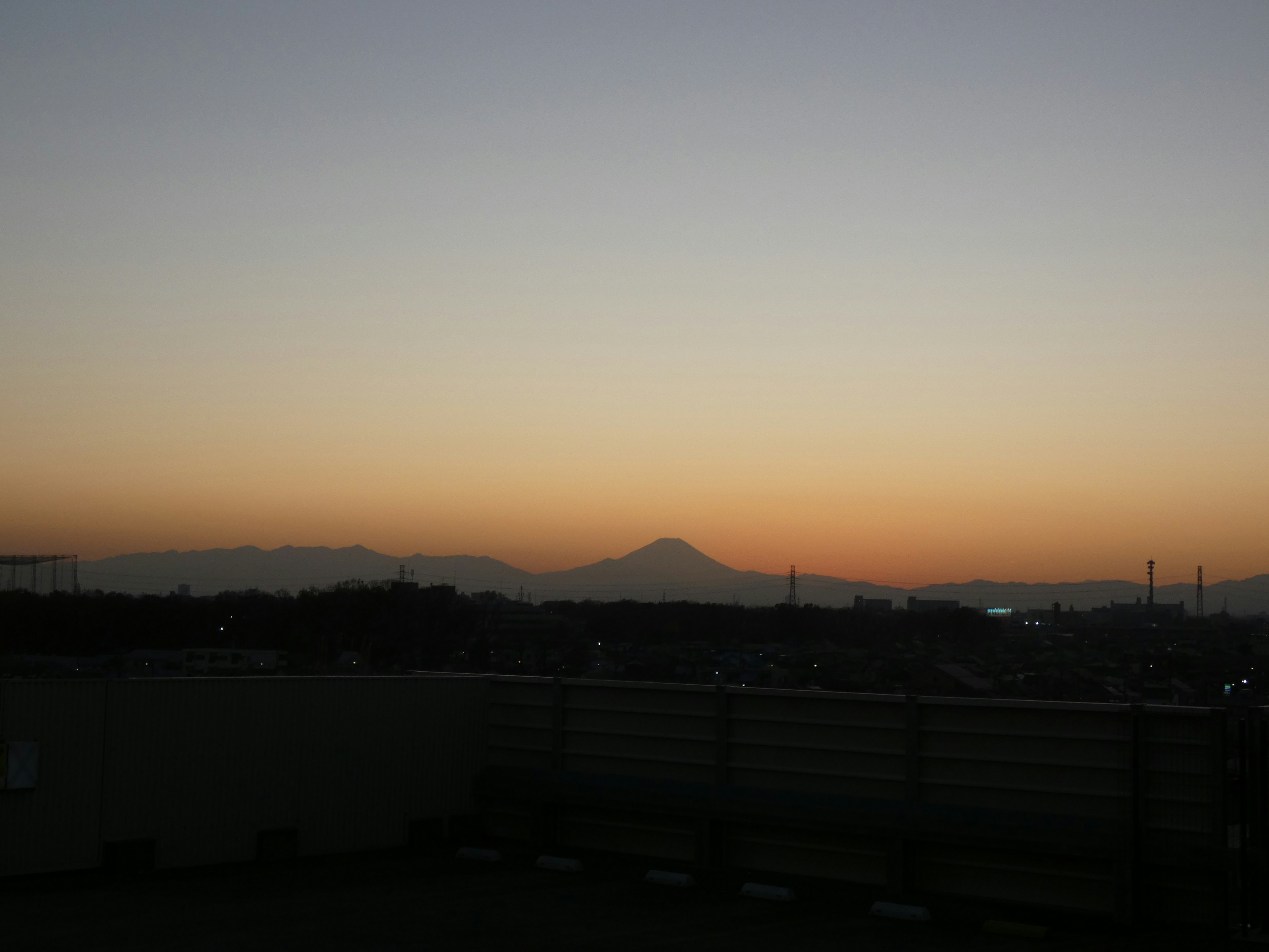 View of Mount Fuji at dusk