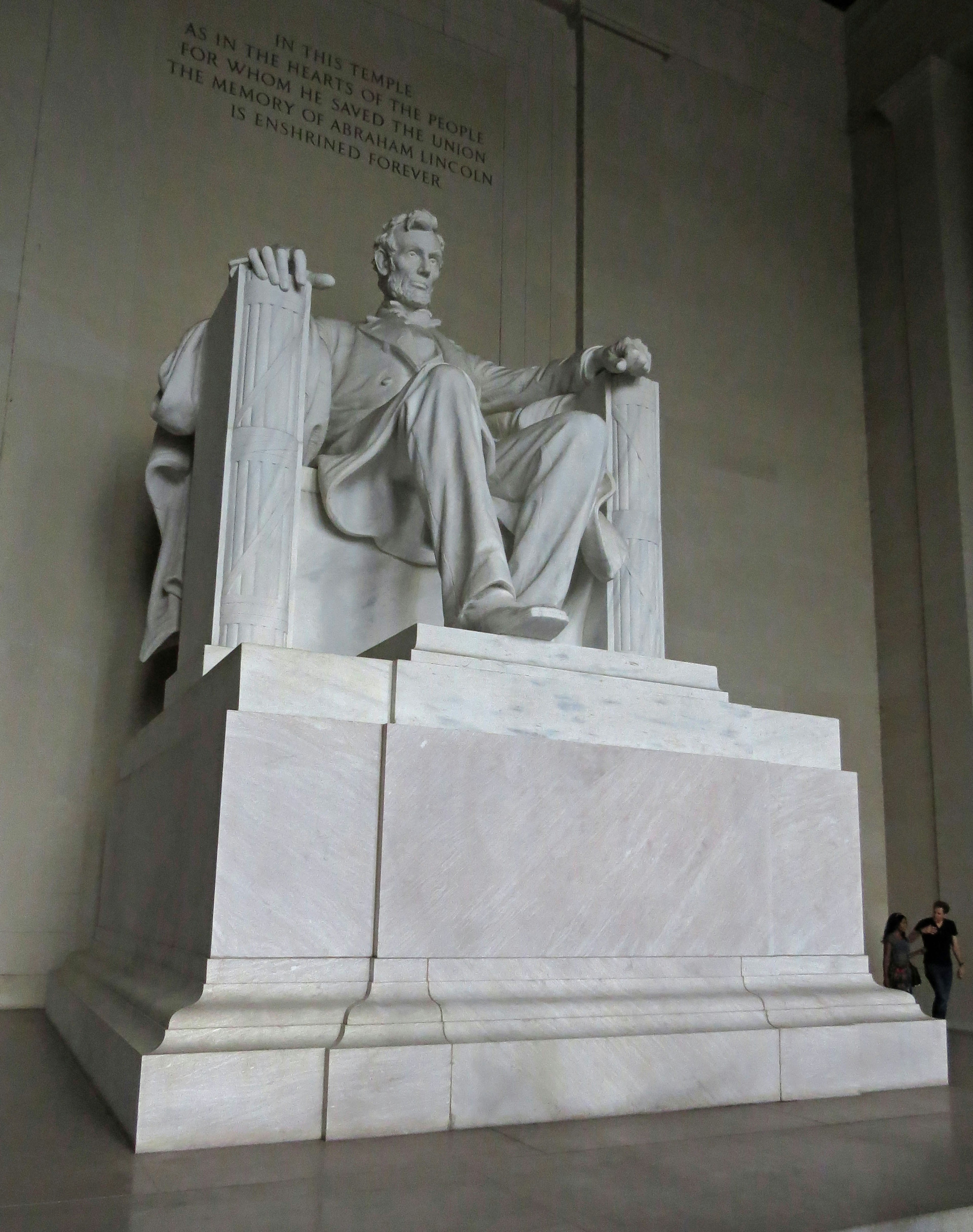 Statue of Abraham Lincoln seated in the Lincoln Memorial