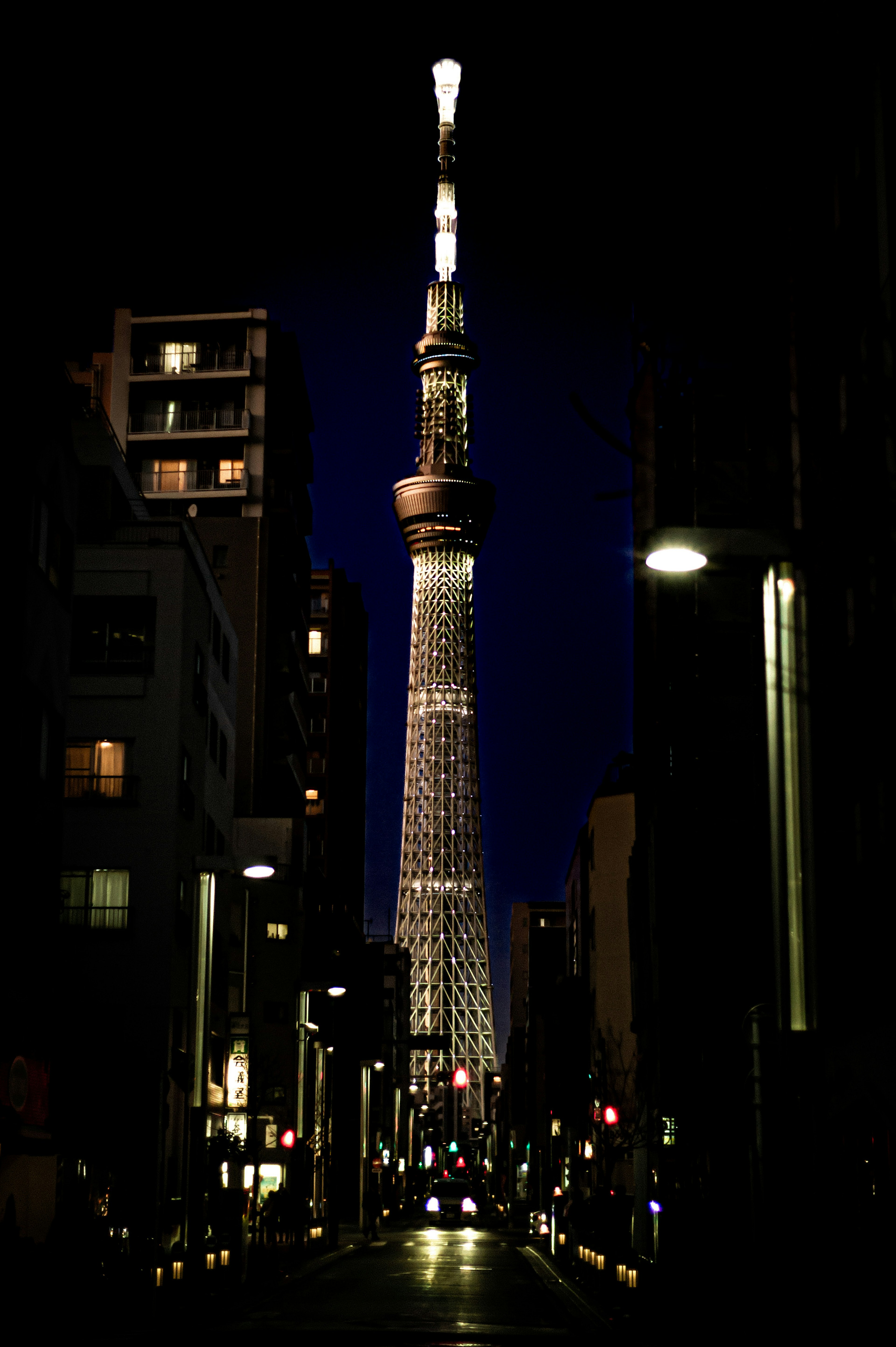 Tokyo Skytree bei Nacht beleuchtet