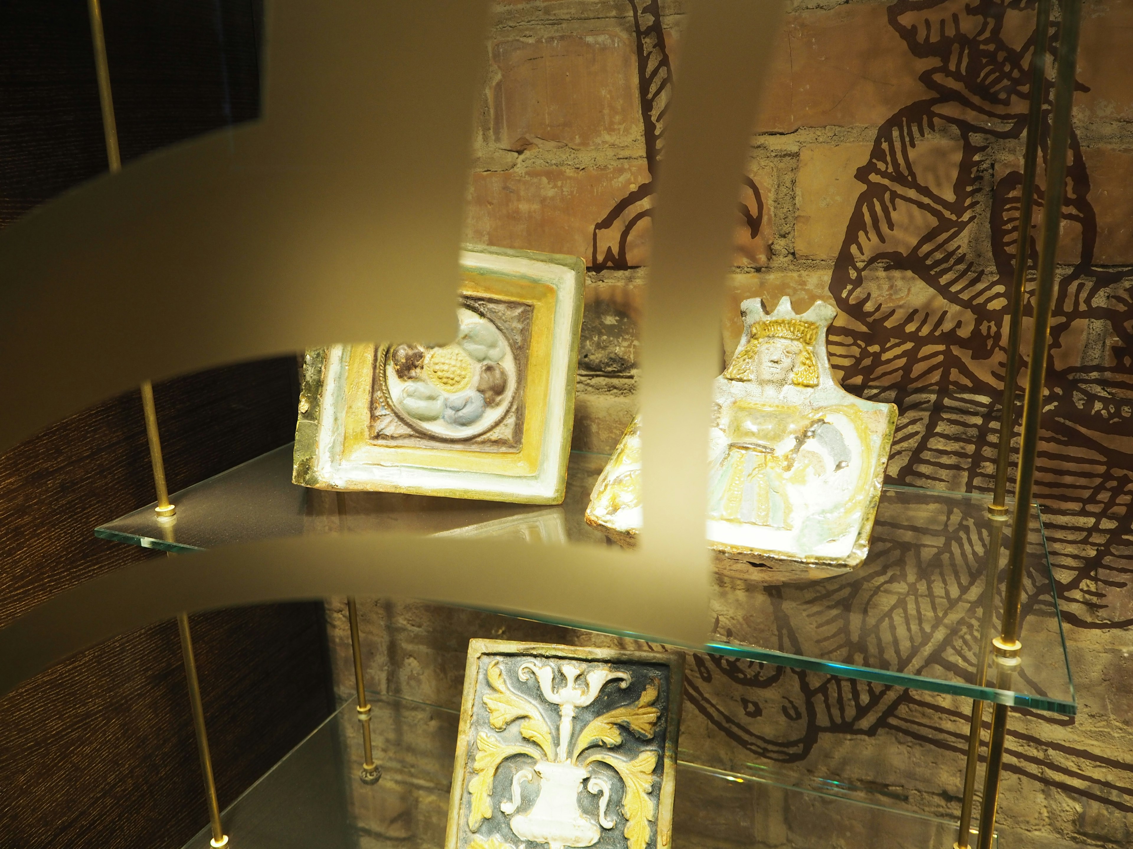 Image of decorative tiles displayed in a showcase