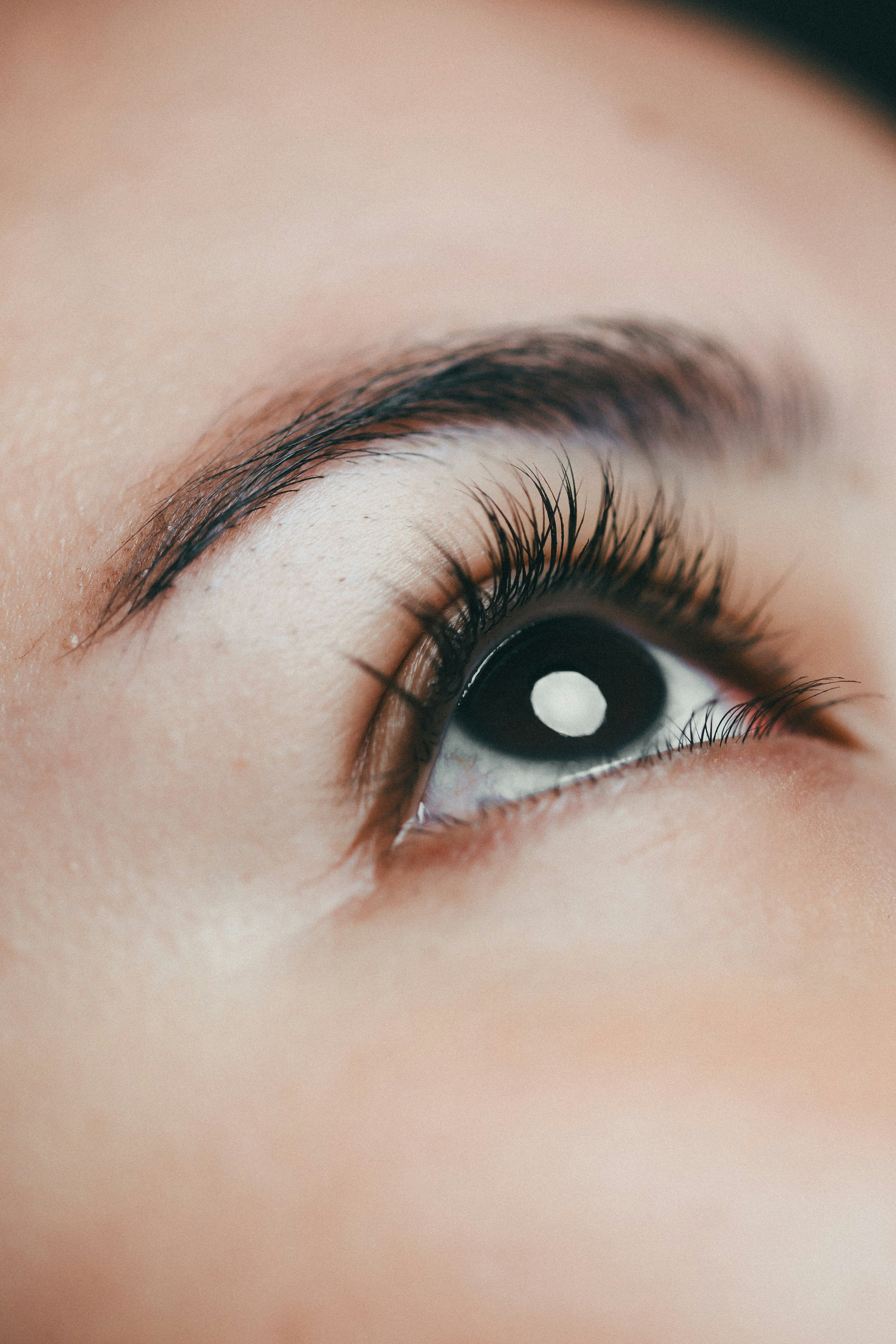 Close-up of an eye with long eyelashes