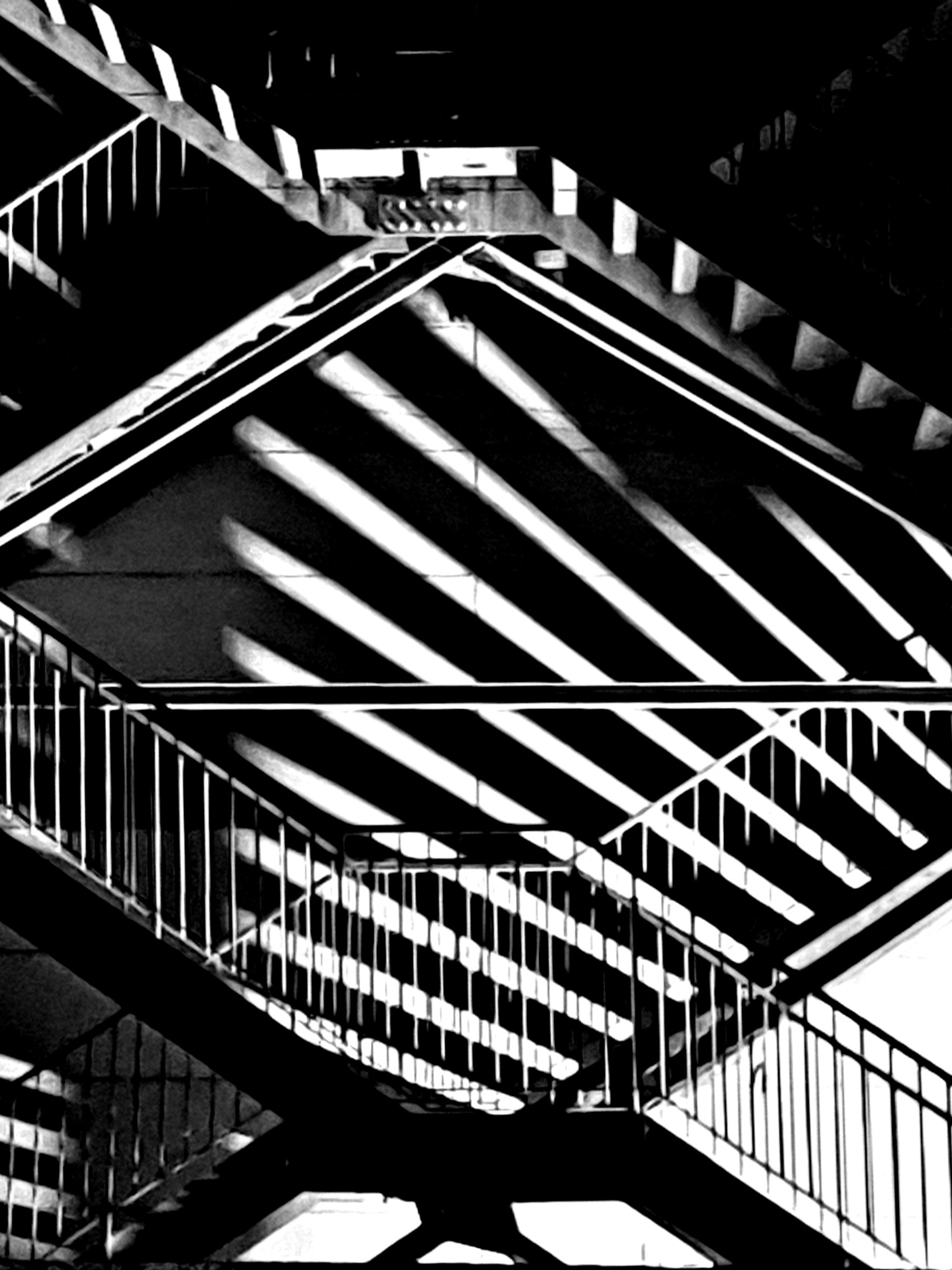 Geometric structure of intersecting black and white stairs with shadows