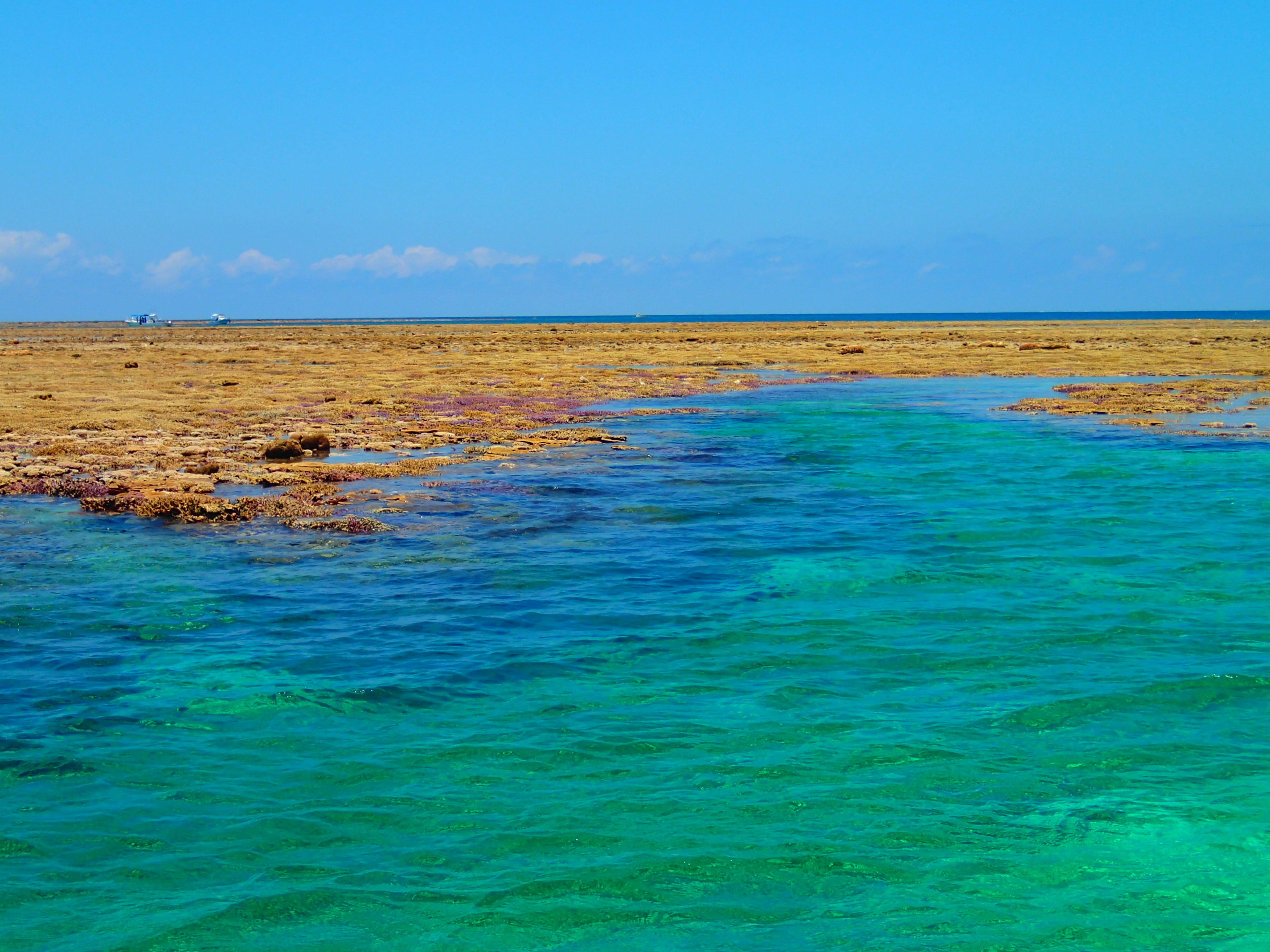 Vibrant turquoise waters with visible coral reefs