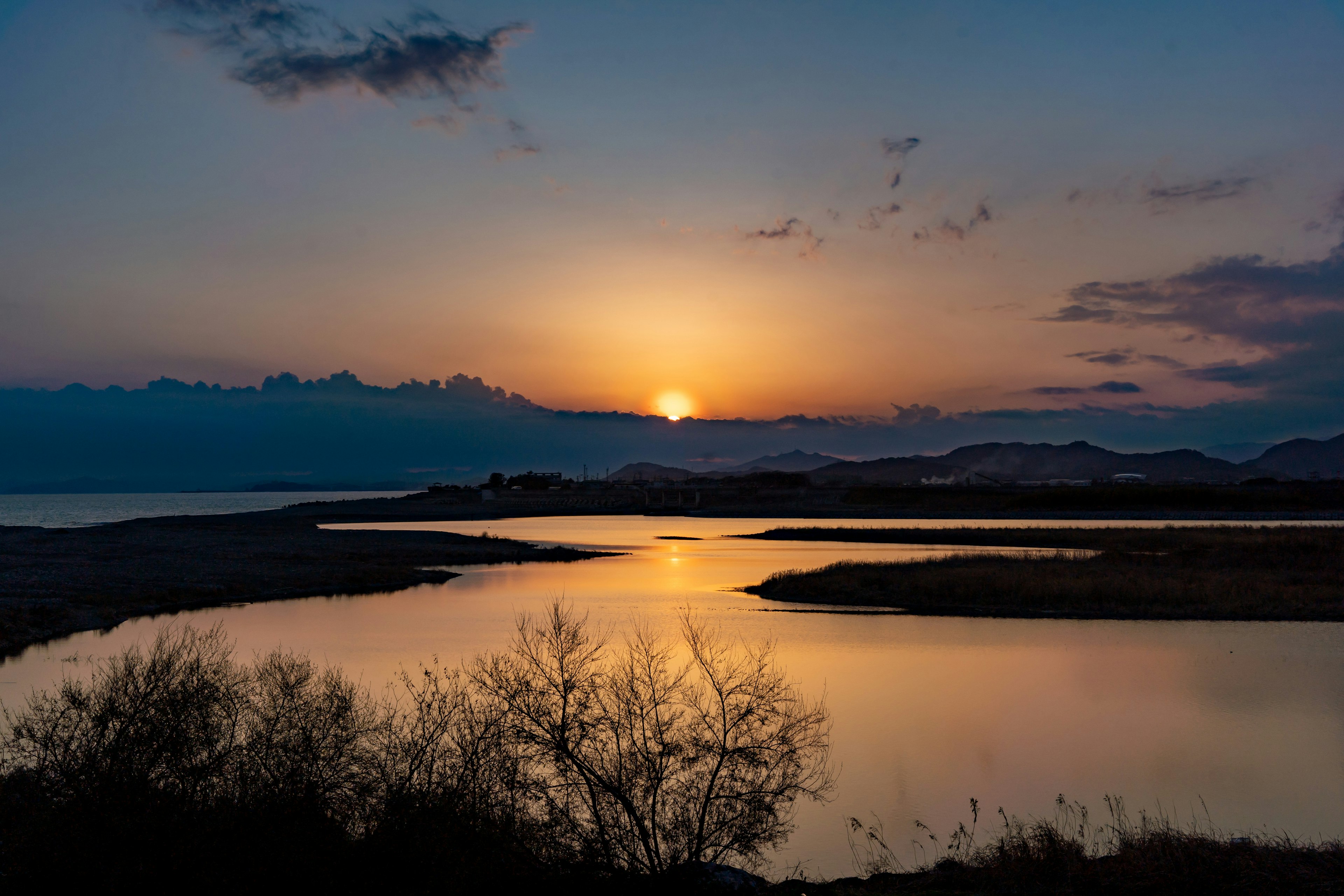 Beautiful sunset reflecting on the water surface