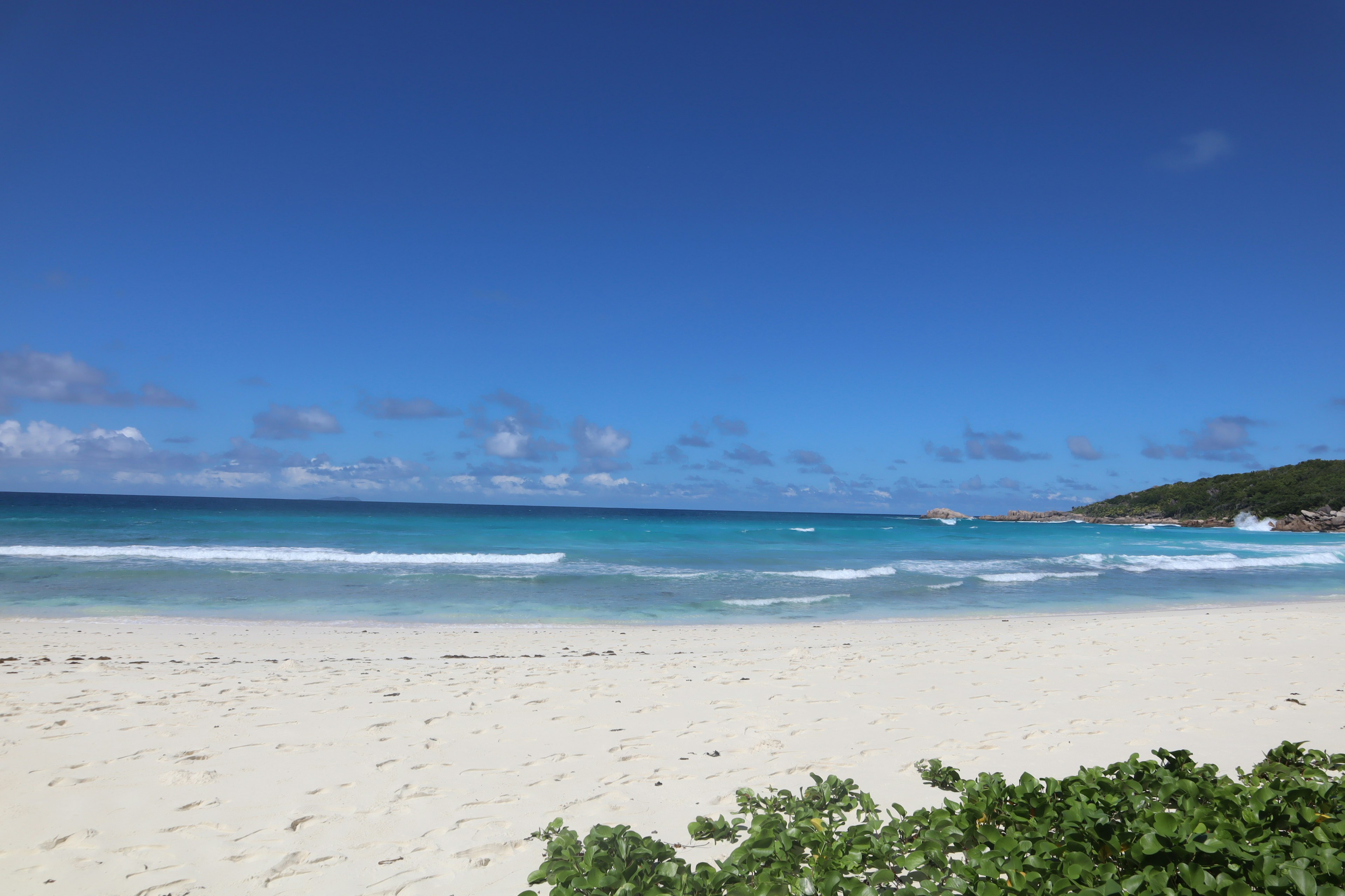 Scenic beach view with clear blue sky and turquoise water