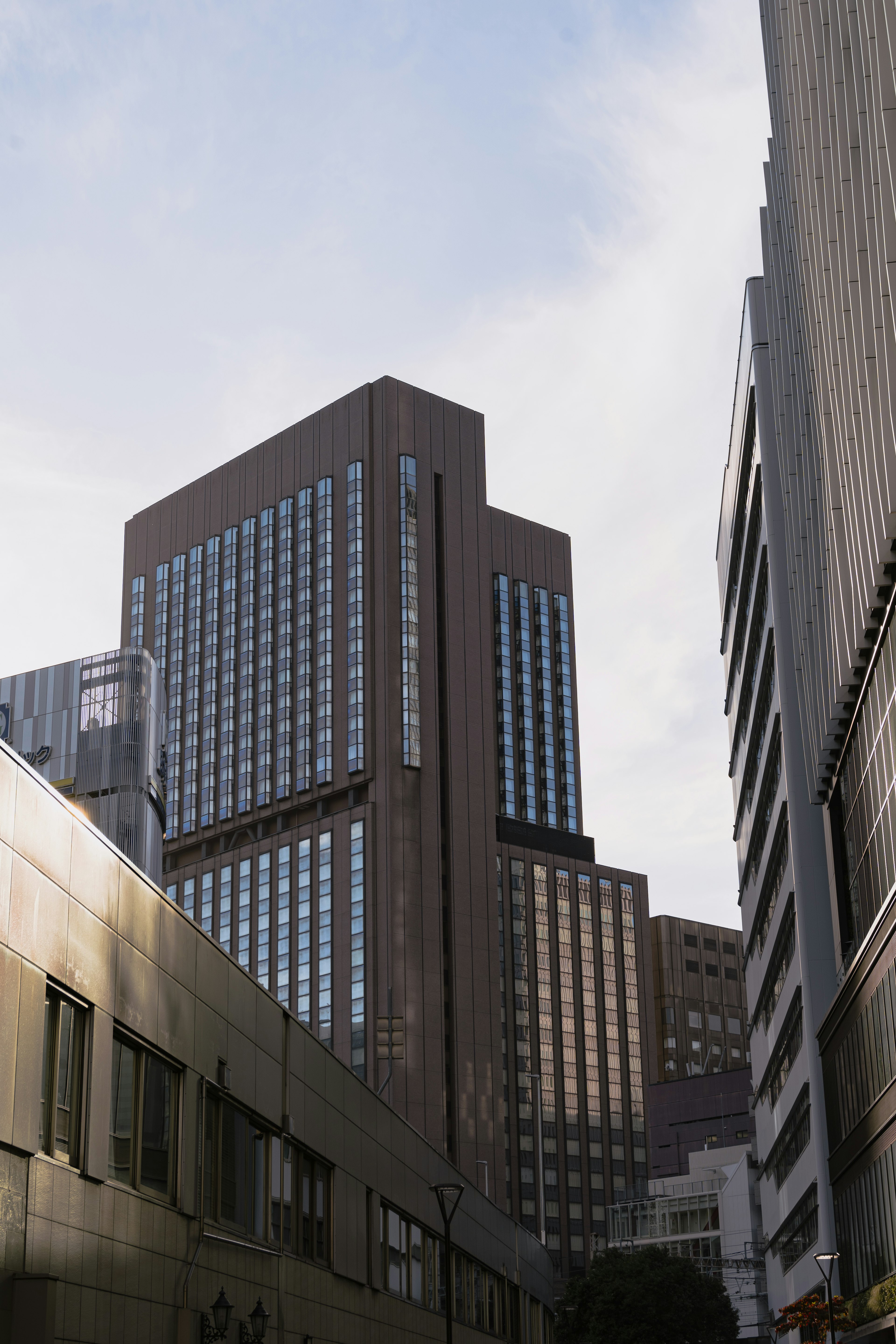 Urban landscape with towering skyscrapers and modern architecture