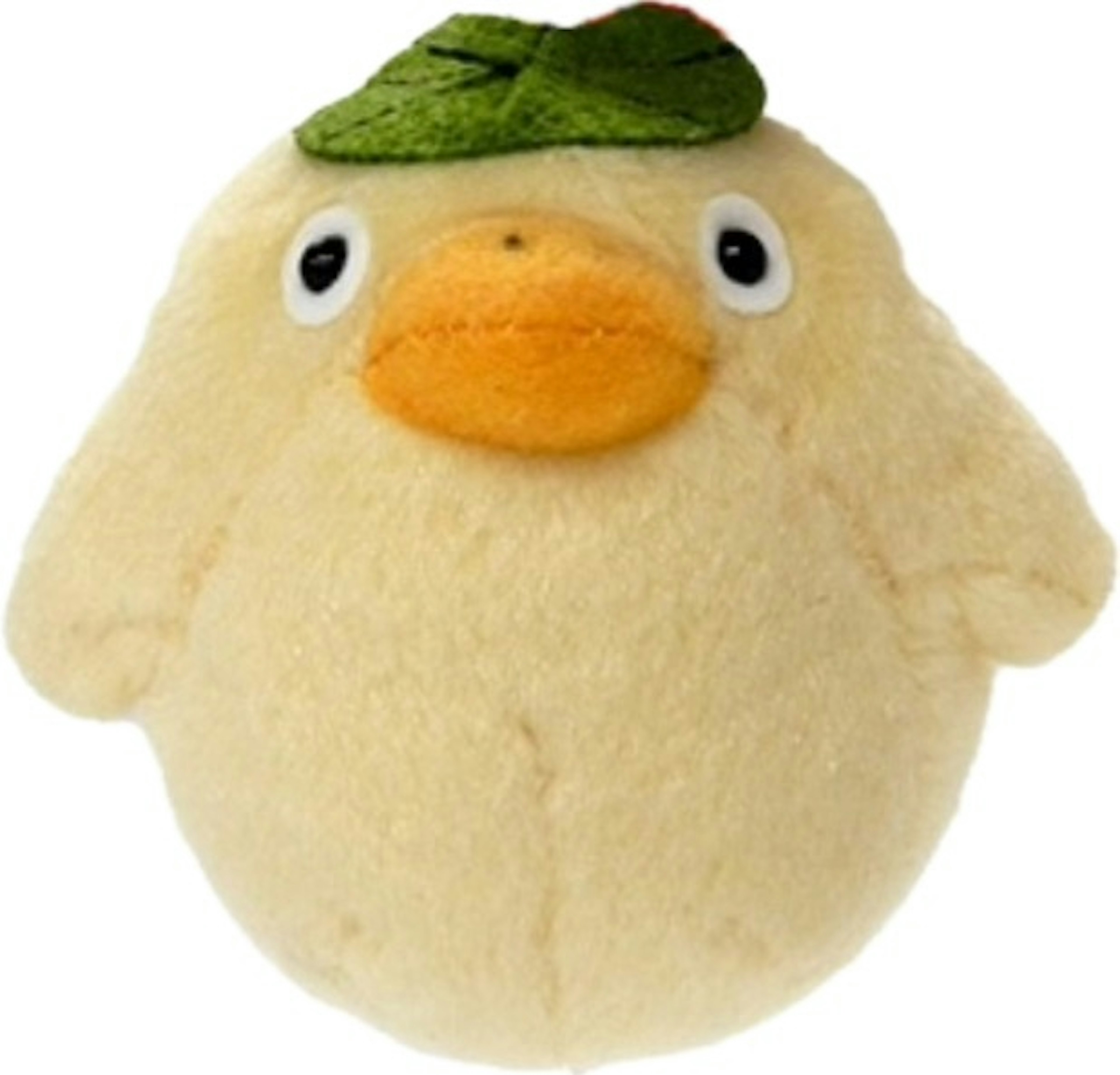 Burung plush kuning dengan topi daun