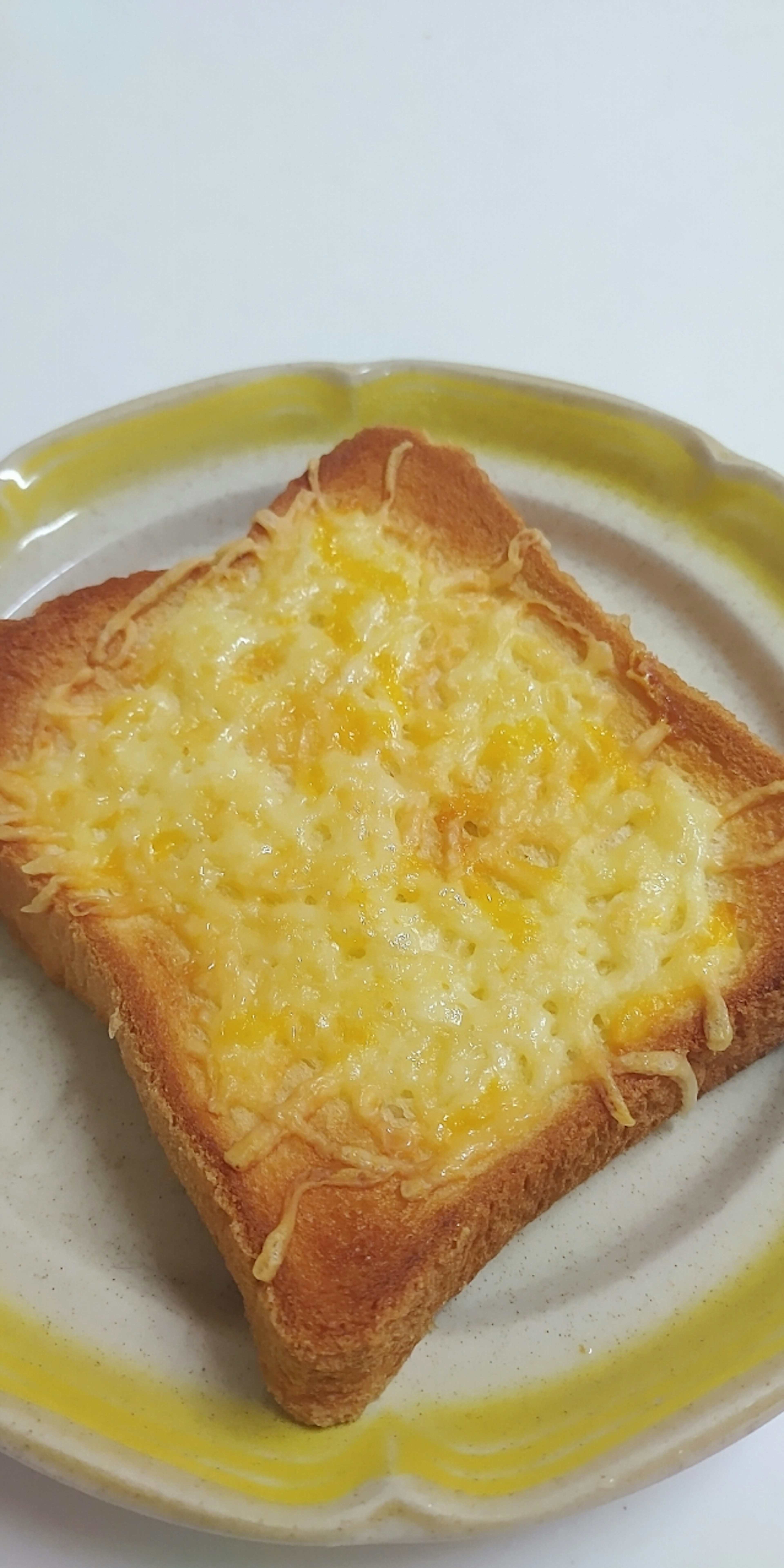 Pane tostato con formaggio fuso su un piatto