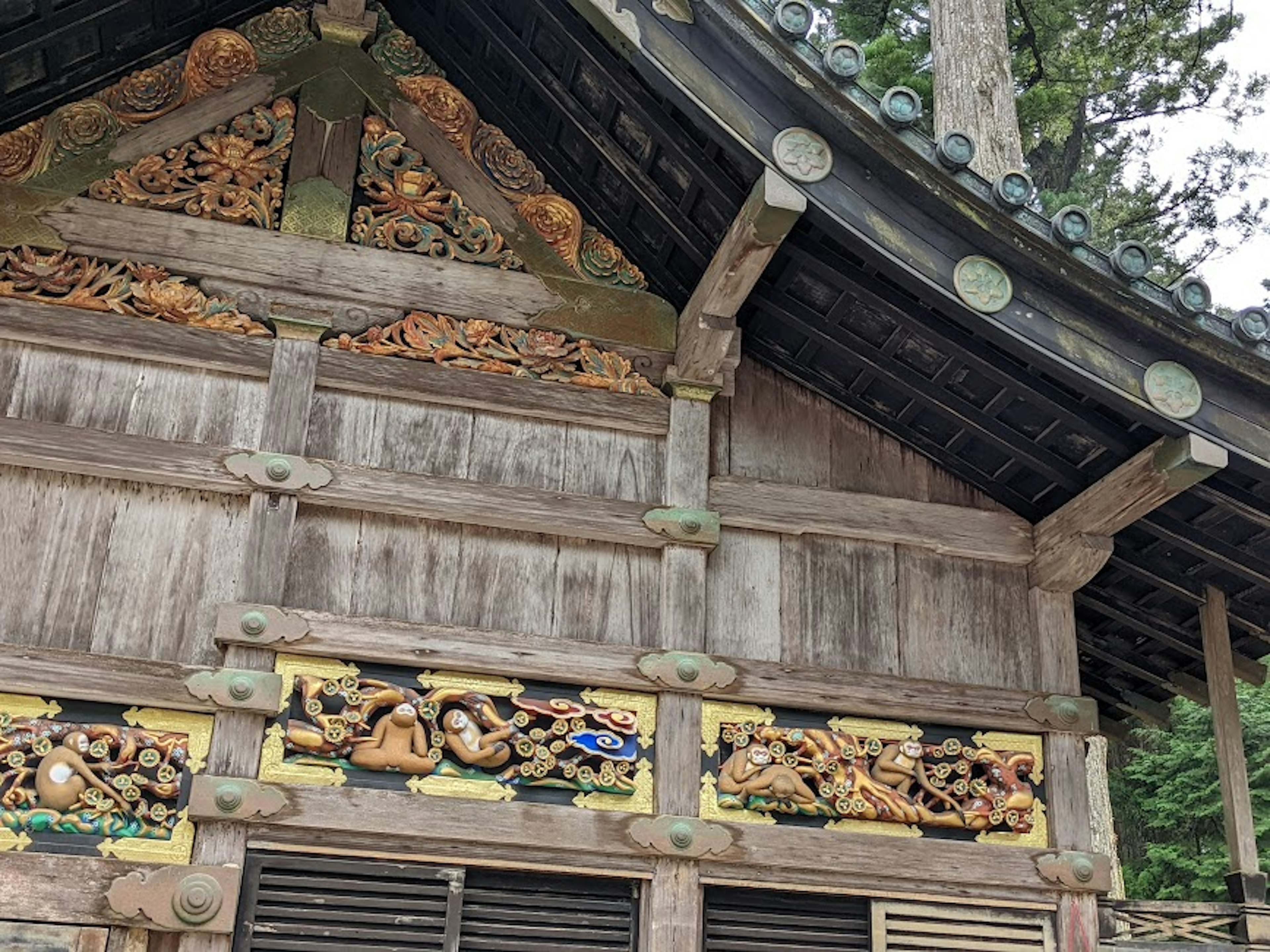 Historic building roof with decorative carvings