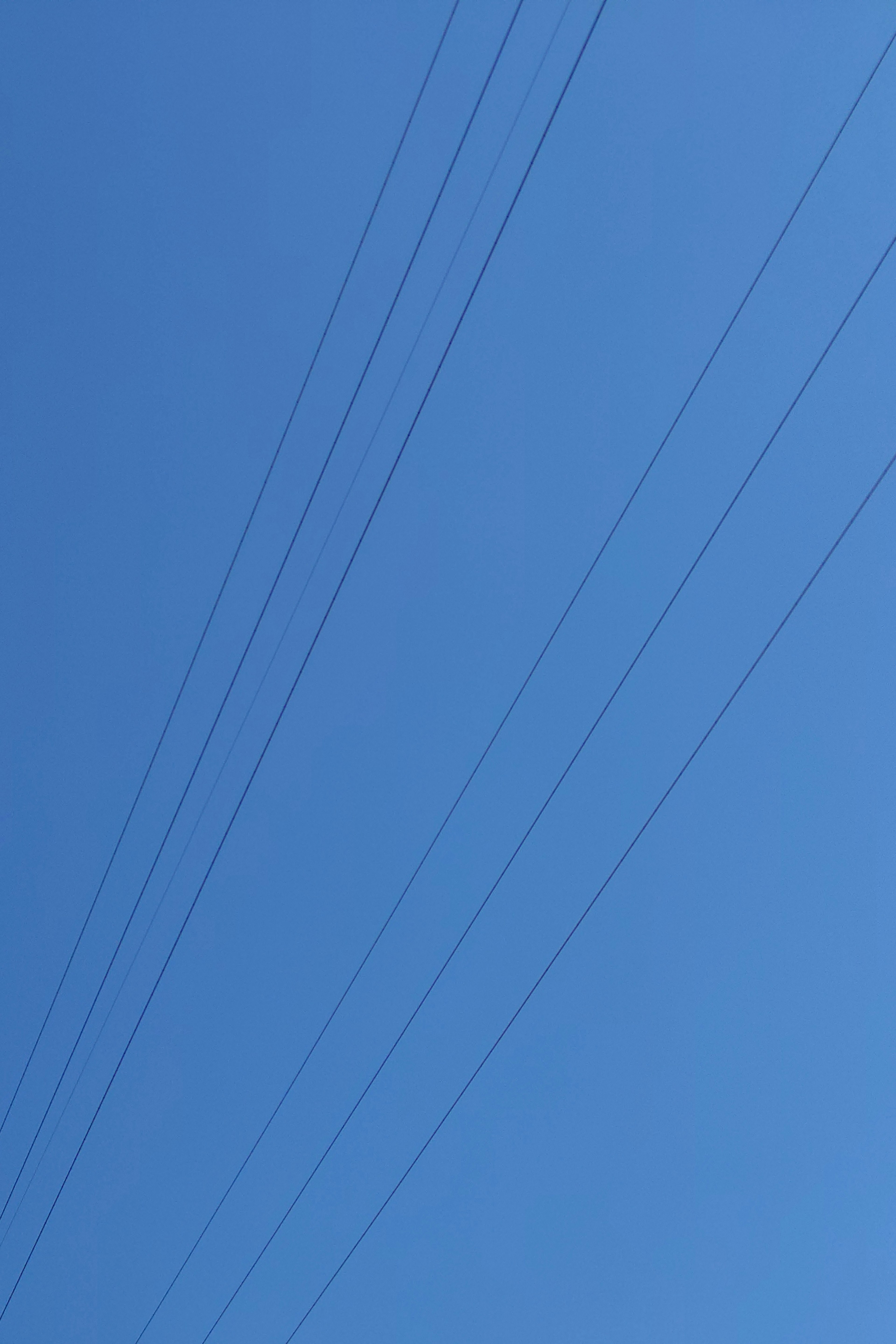 Siluet kabel listrik di latar belakang langit biru