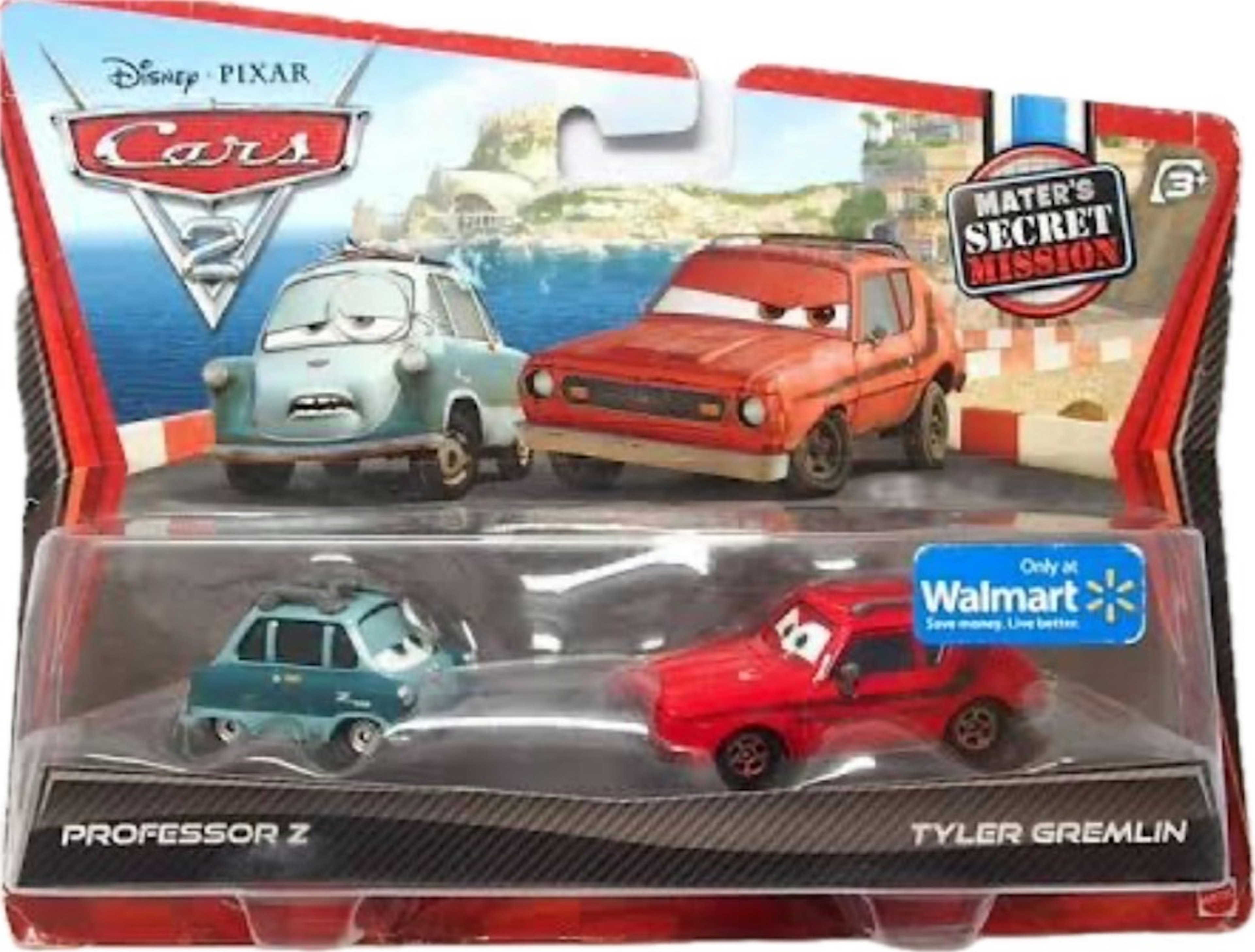 Set mainan karakter Disney Pixar Cars yang menampilkan Profesor Z dan Tyler Gremlin