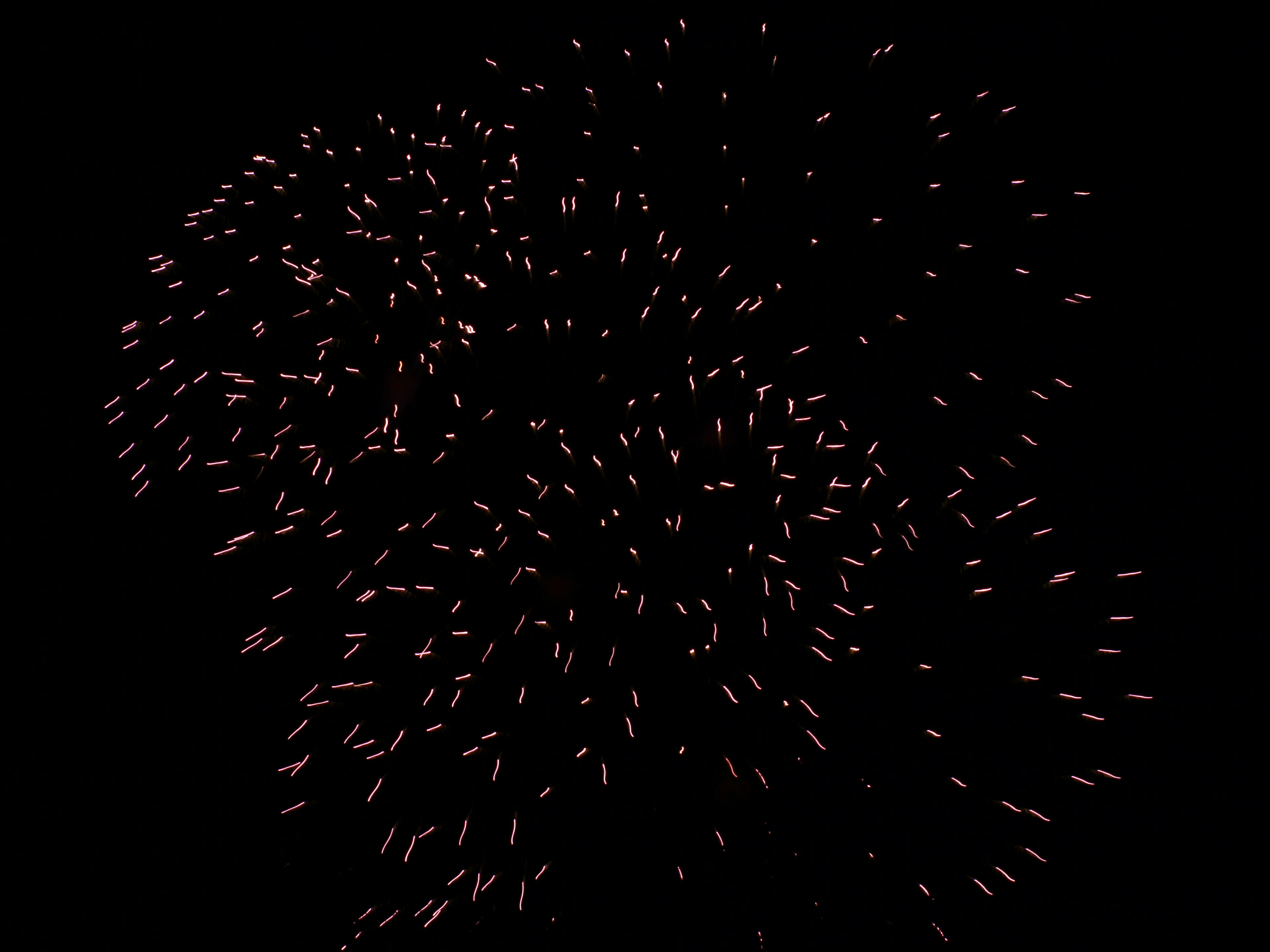 Pink particles resembling fireworks against a black background