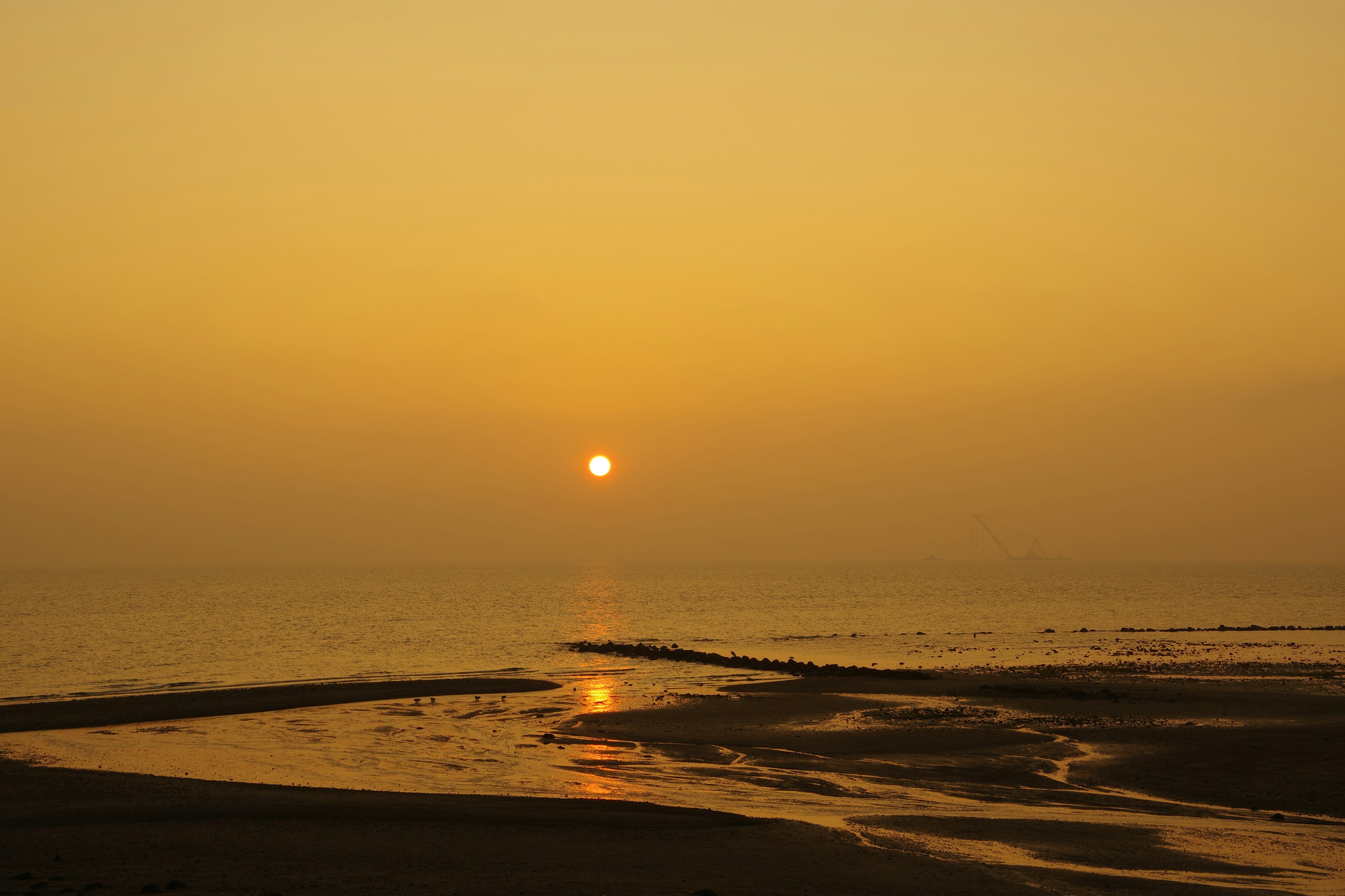 Bellissimo paesaggio marino al tramonto onde calme e tonalità crepuscolari