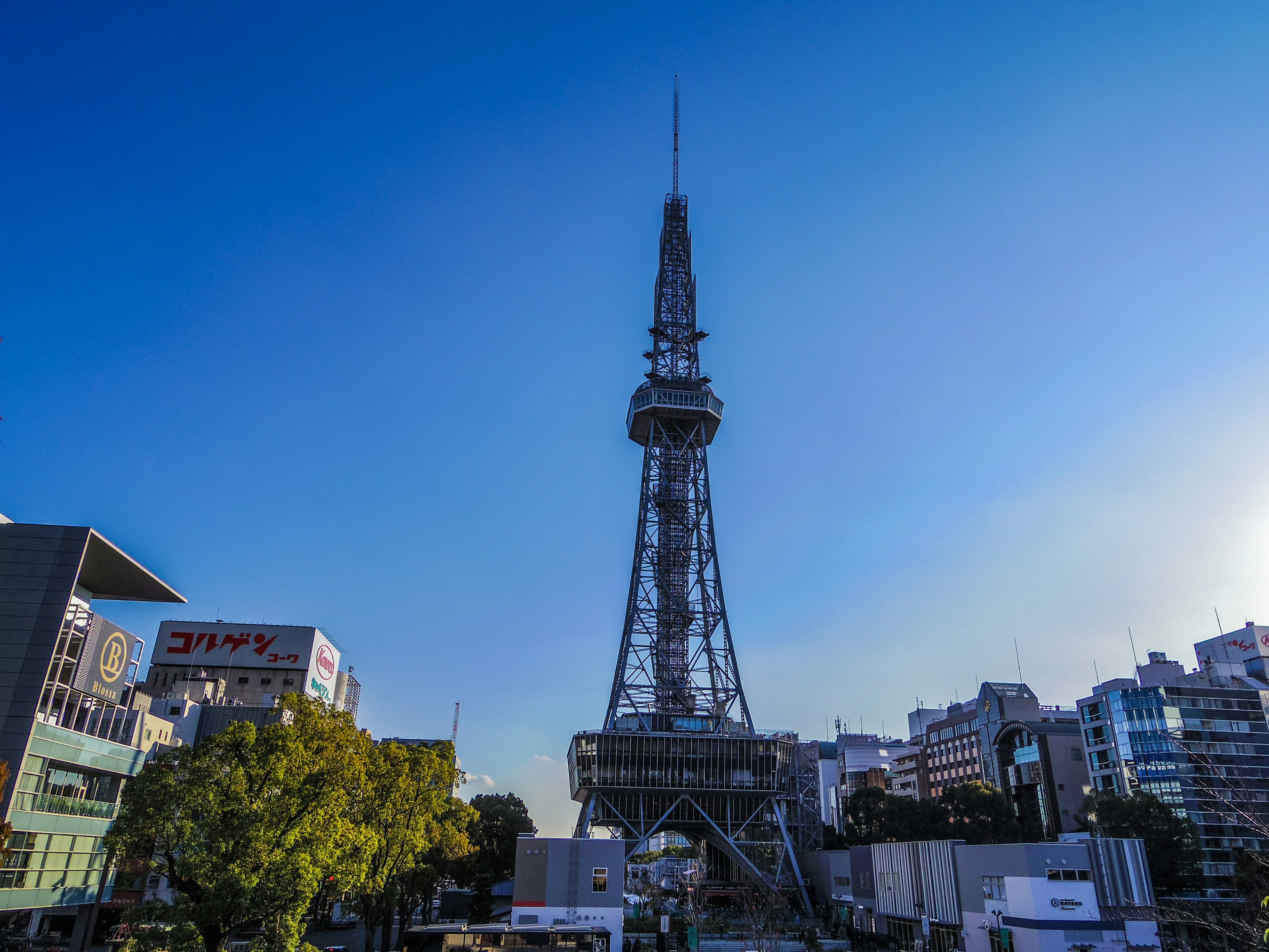 Nagoya TV Tower against a clear blue sky