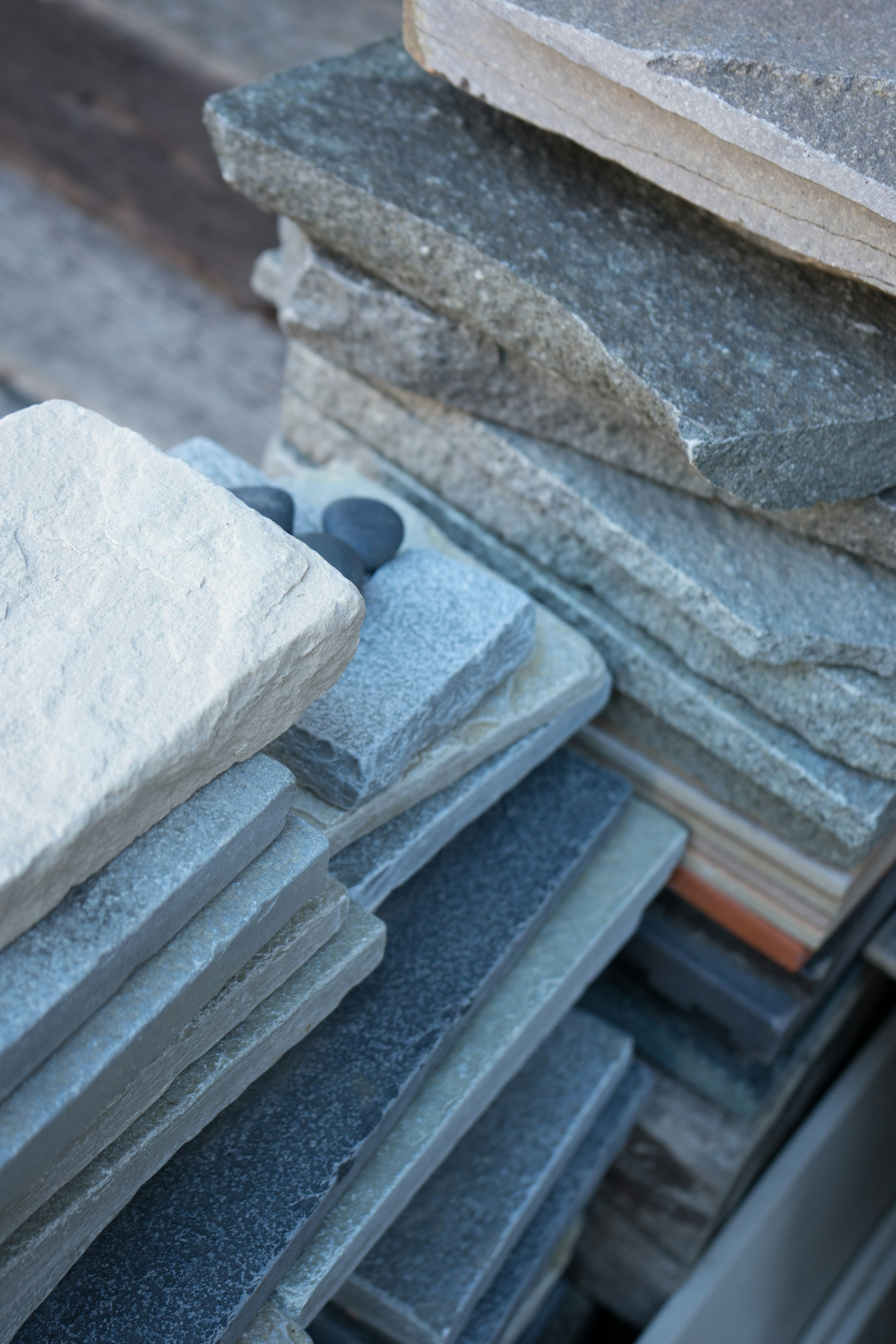 Stacked stones in various shades and textures