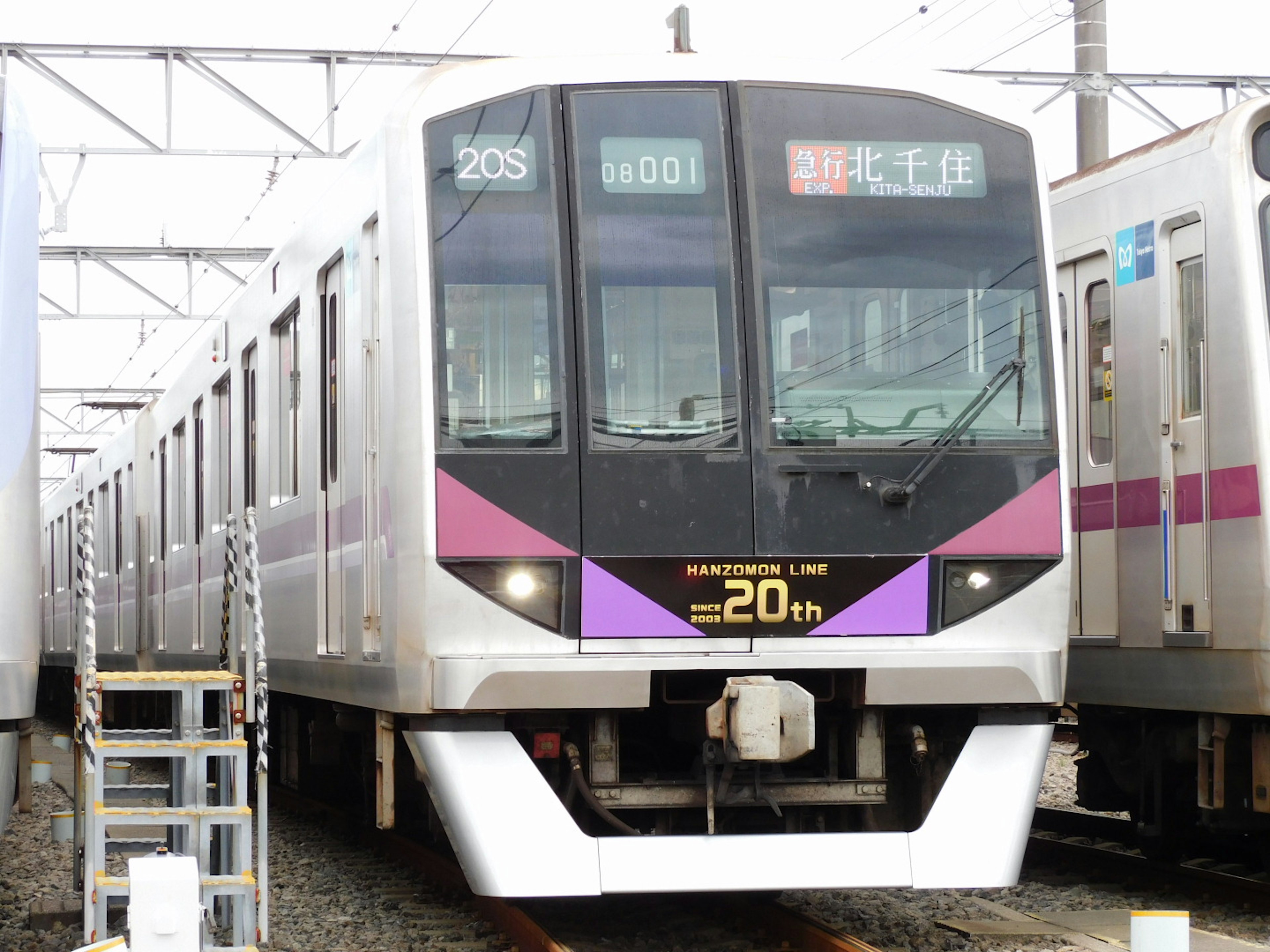 Tren con diseño especial por el 20 aniversario estacionado en la estación