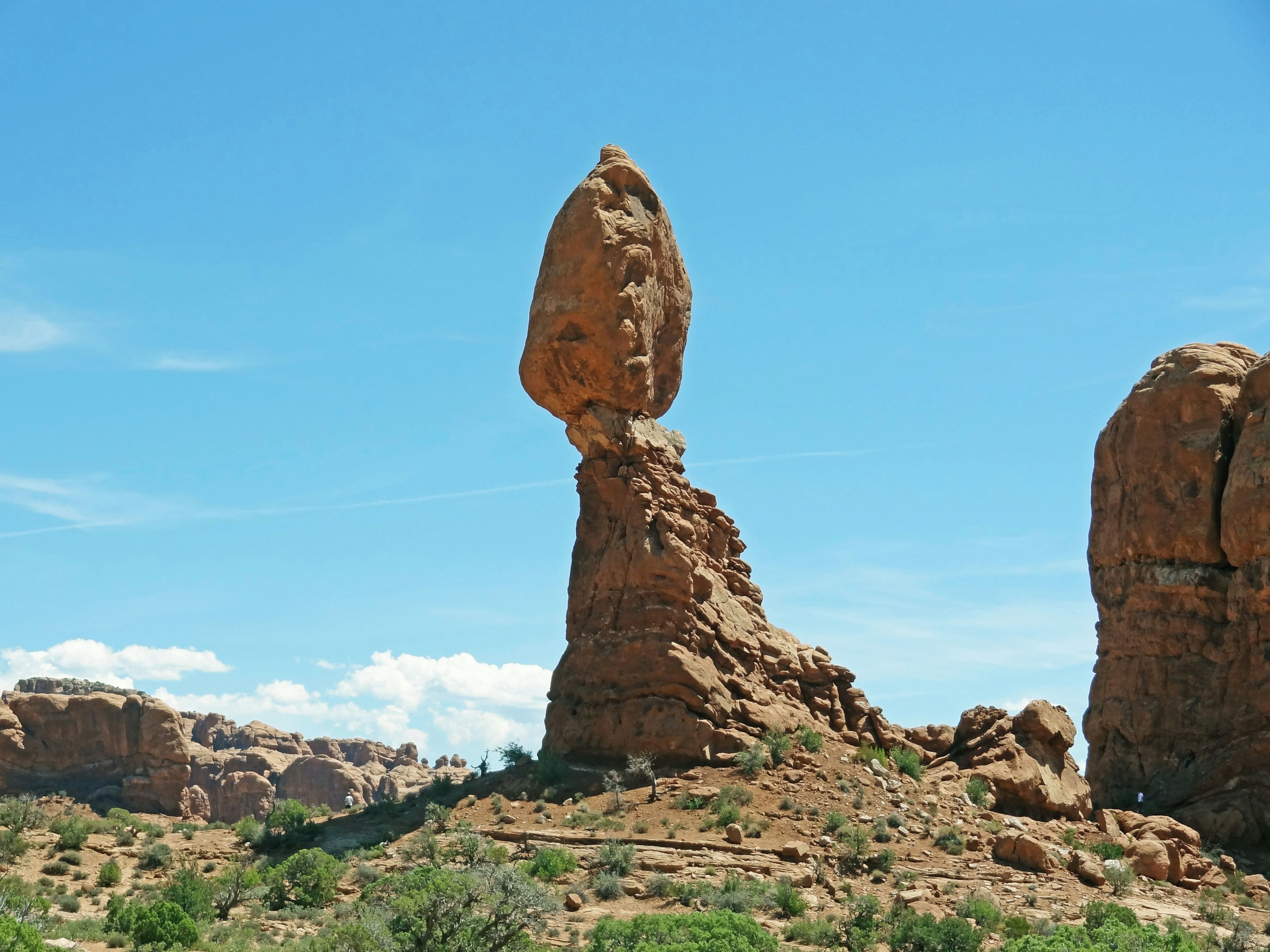 Unique shape of Balanced Rock in Arches National Park Utah