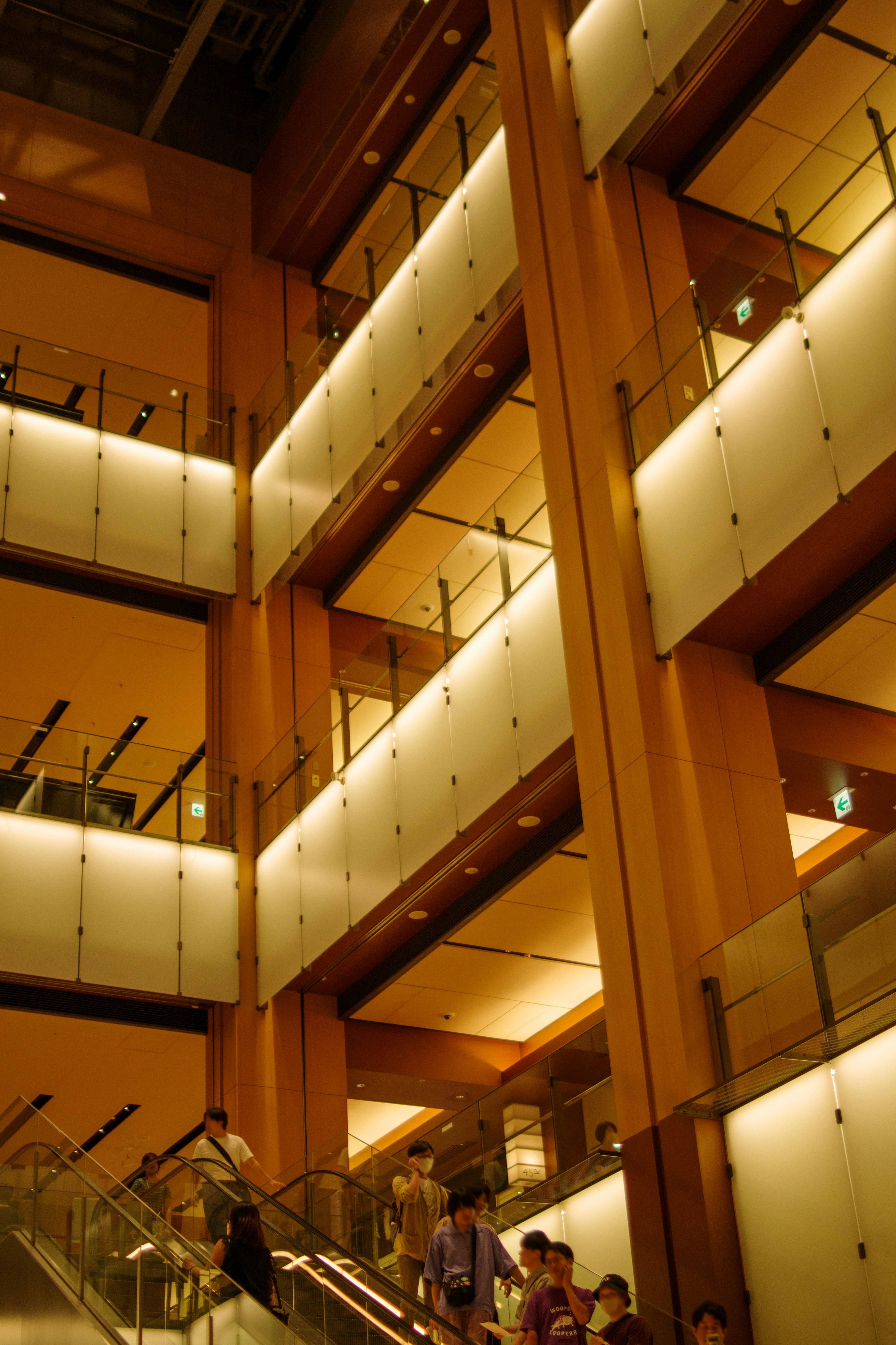 Modern interior of a building featuring a staircase and elegant lighting