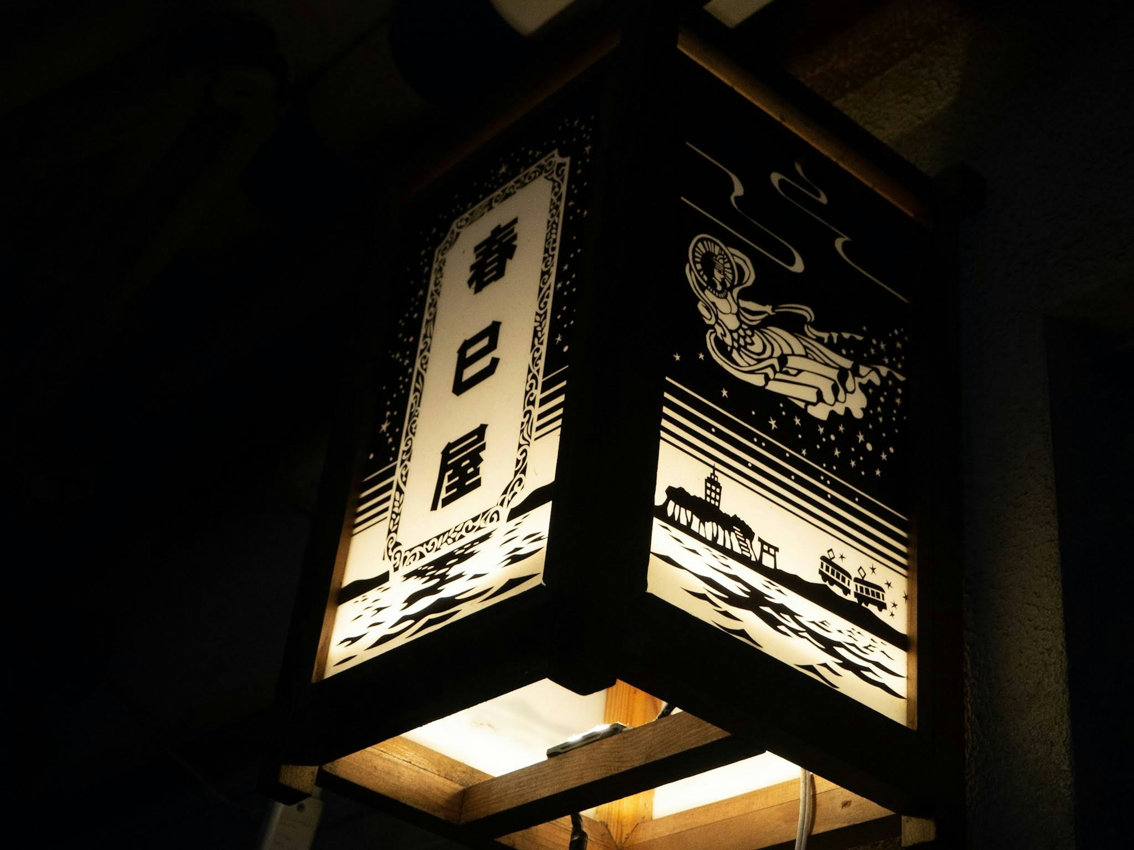 Traditional Japanese lantern with ukiyo-e style design