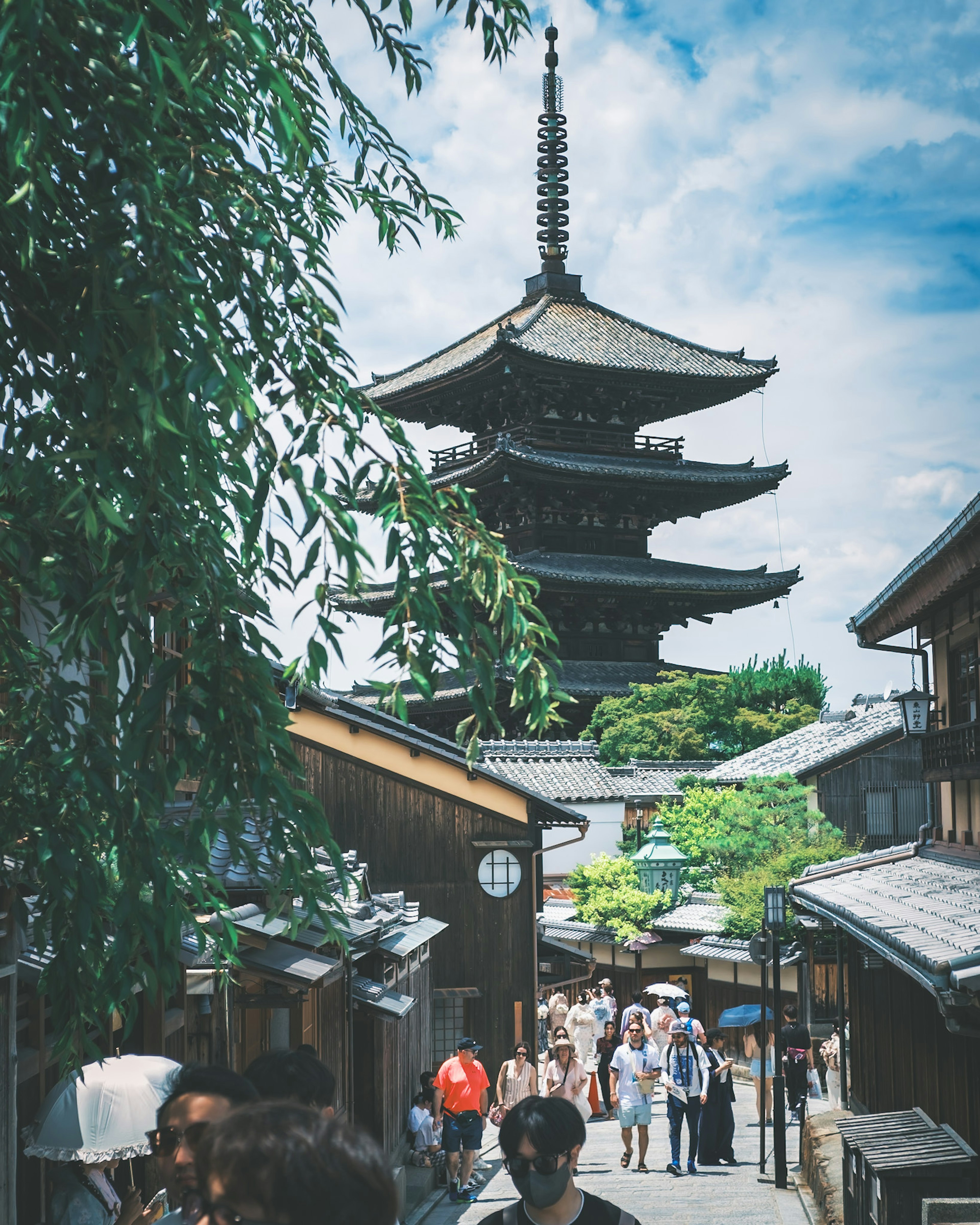 Vista panoramica della pagoda di Kyoto e delle strade tradizionali