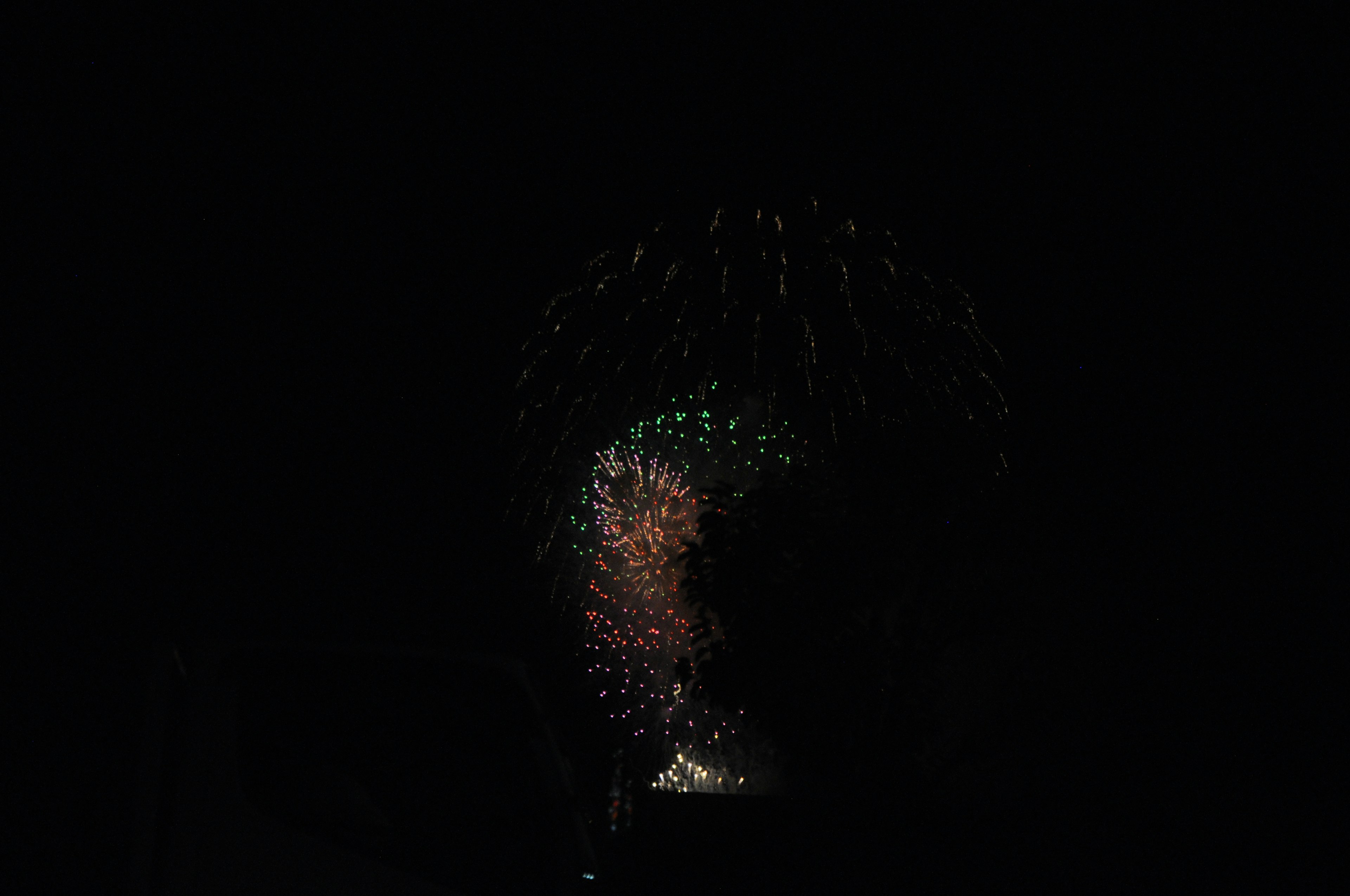 Spettacolo di fuochi d'artificio colorati su uno sfondo scuro