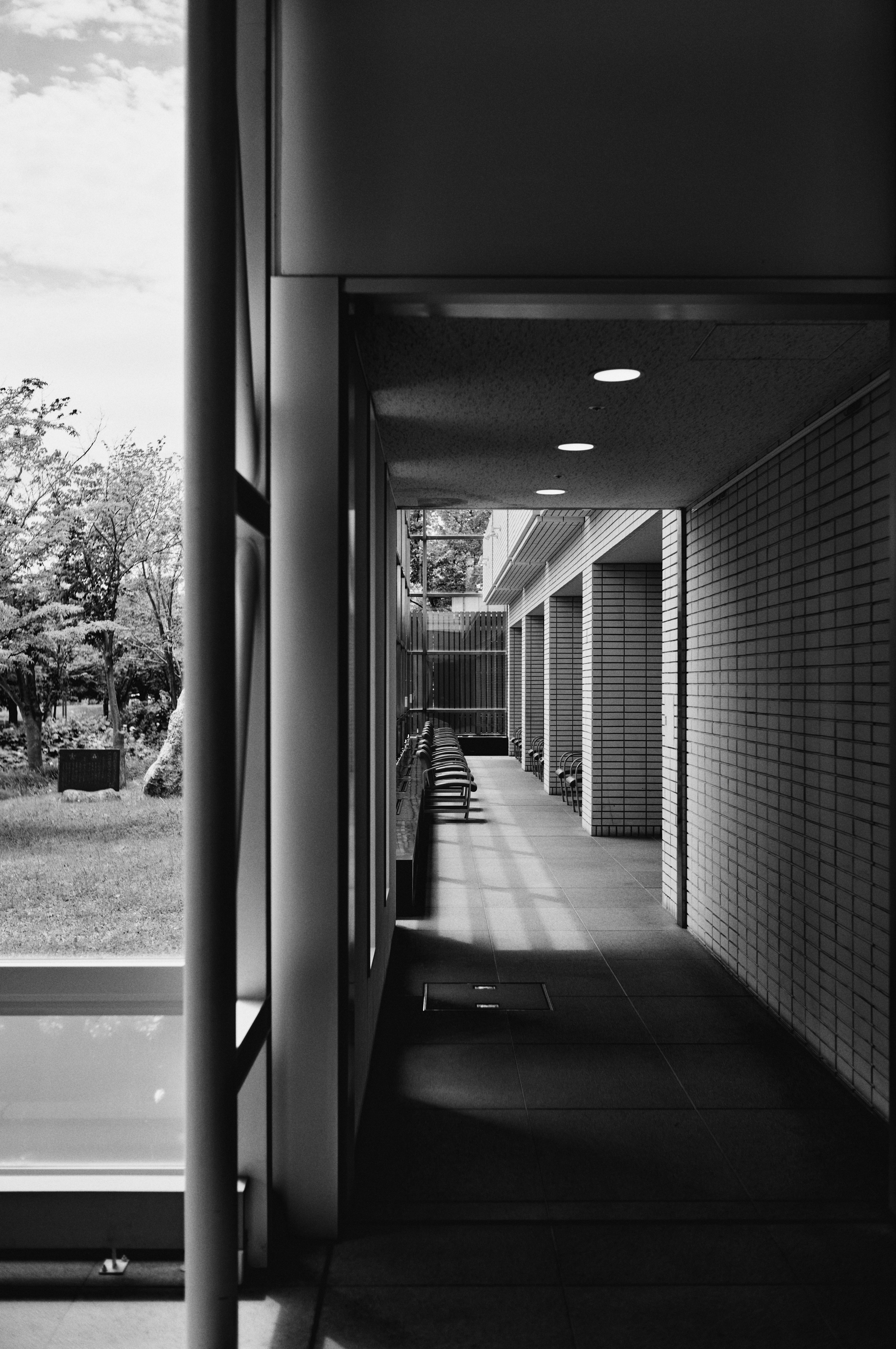 Couloir d'un bâtiment moderne avec lumière naturelle