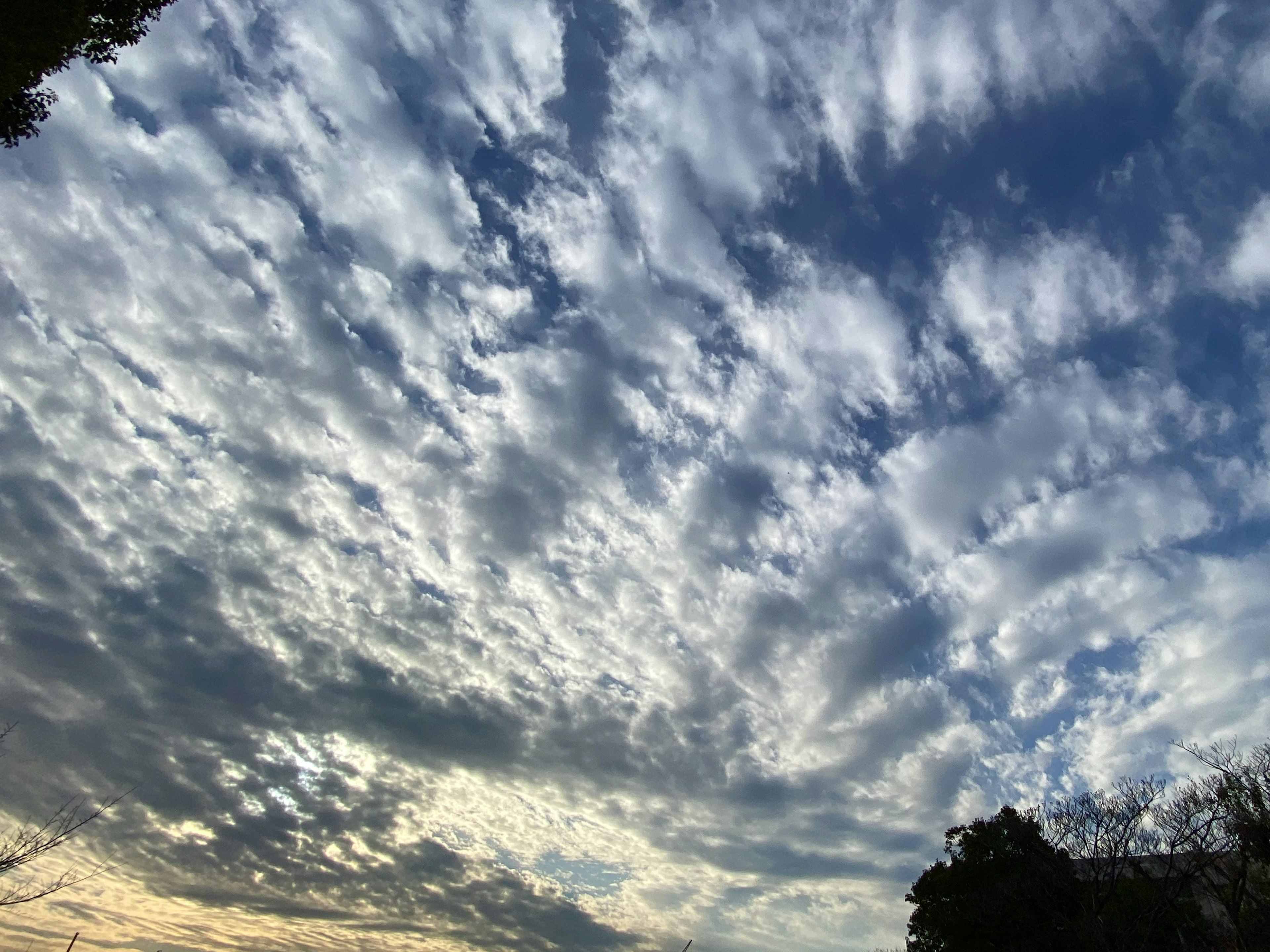 Pola awan putih di langit biru