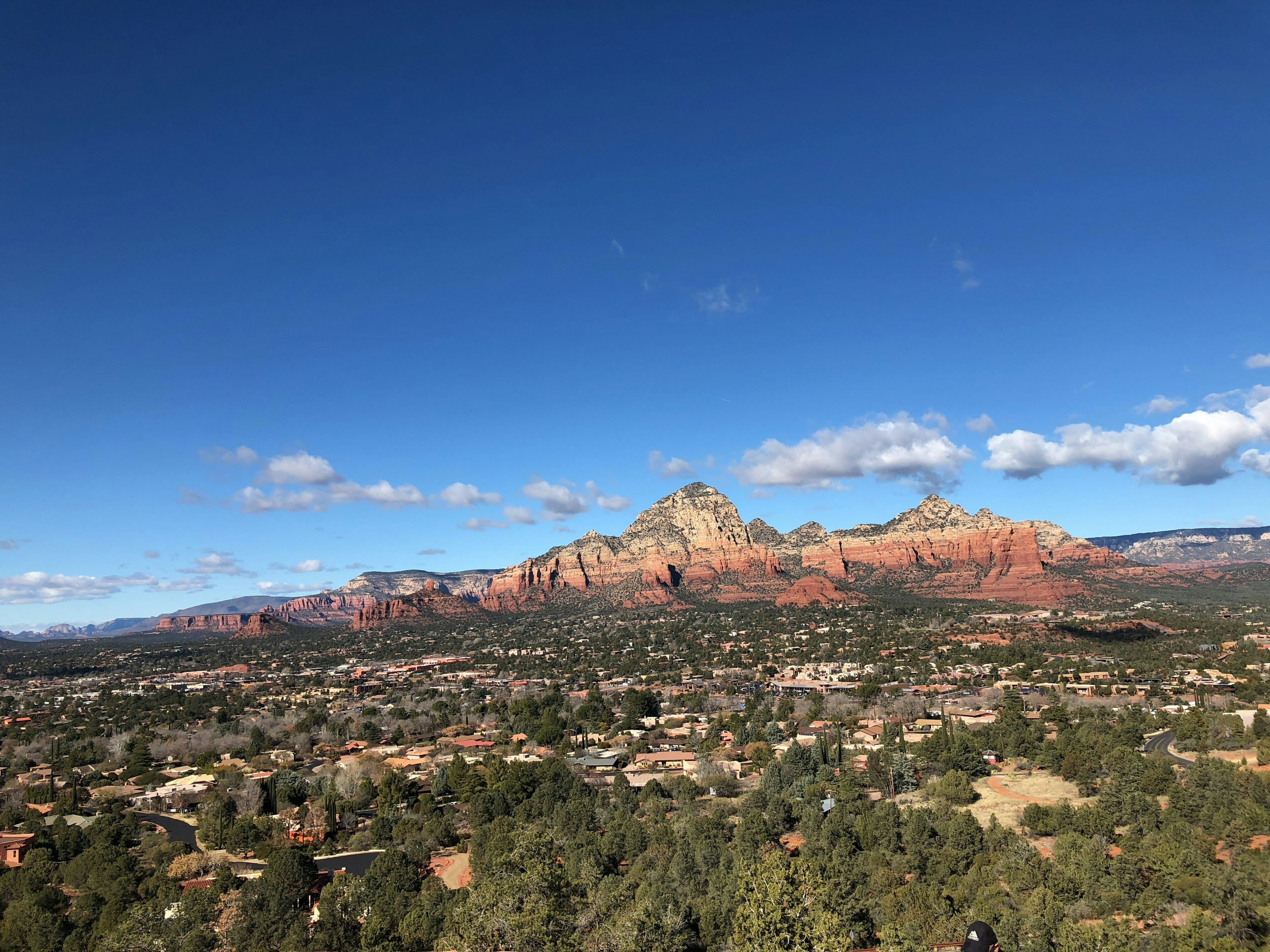 Sedona red rock mountains under a clear blue sky