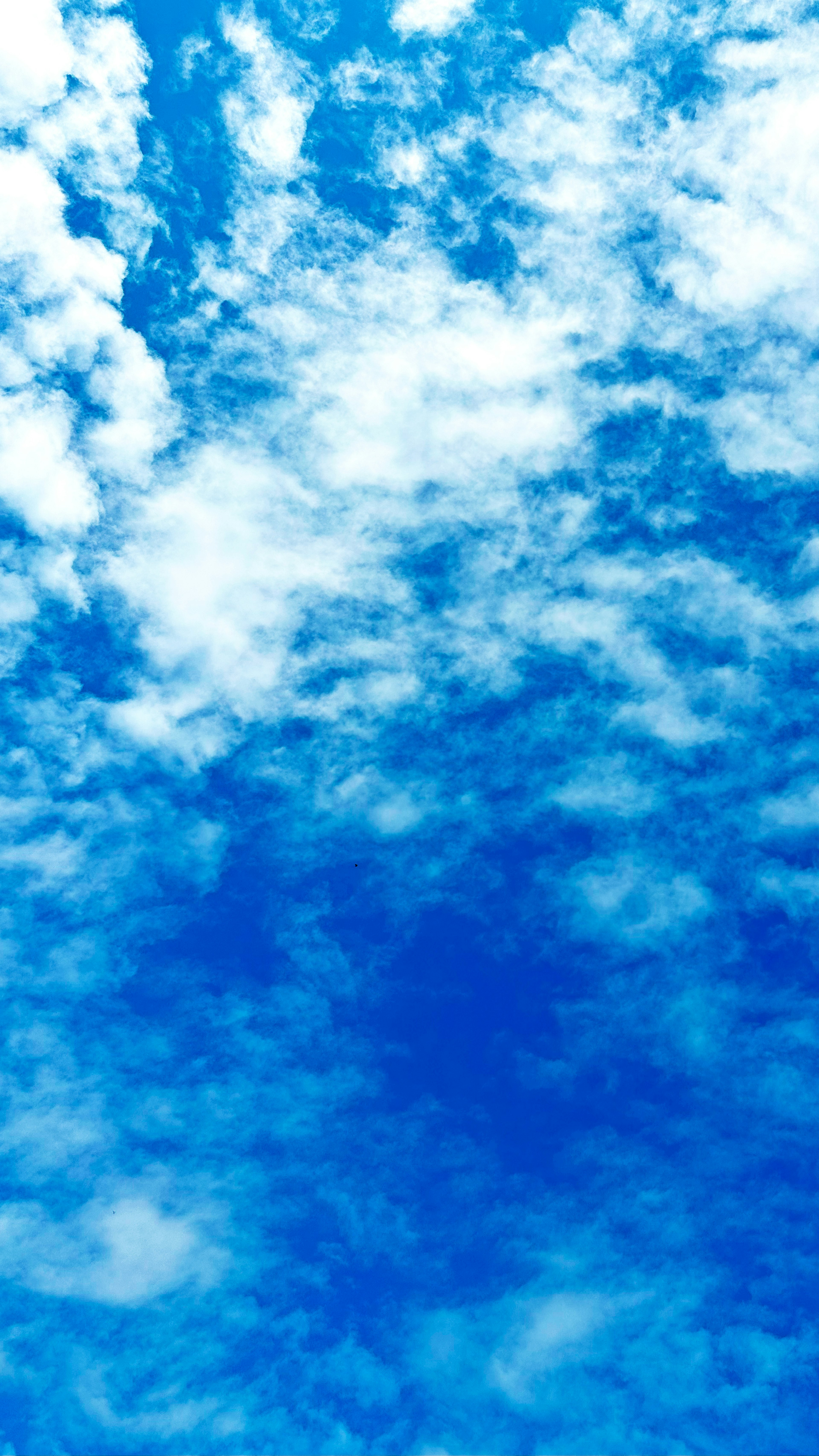 Ciel bleu vibrant avec des nuages blancs duveteux