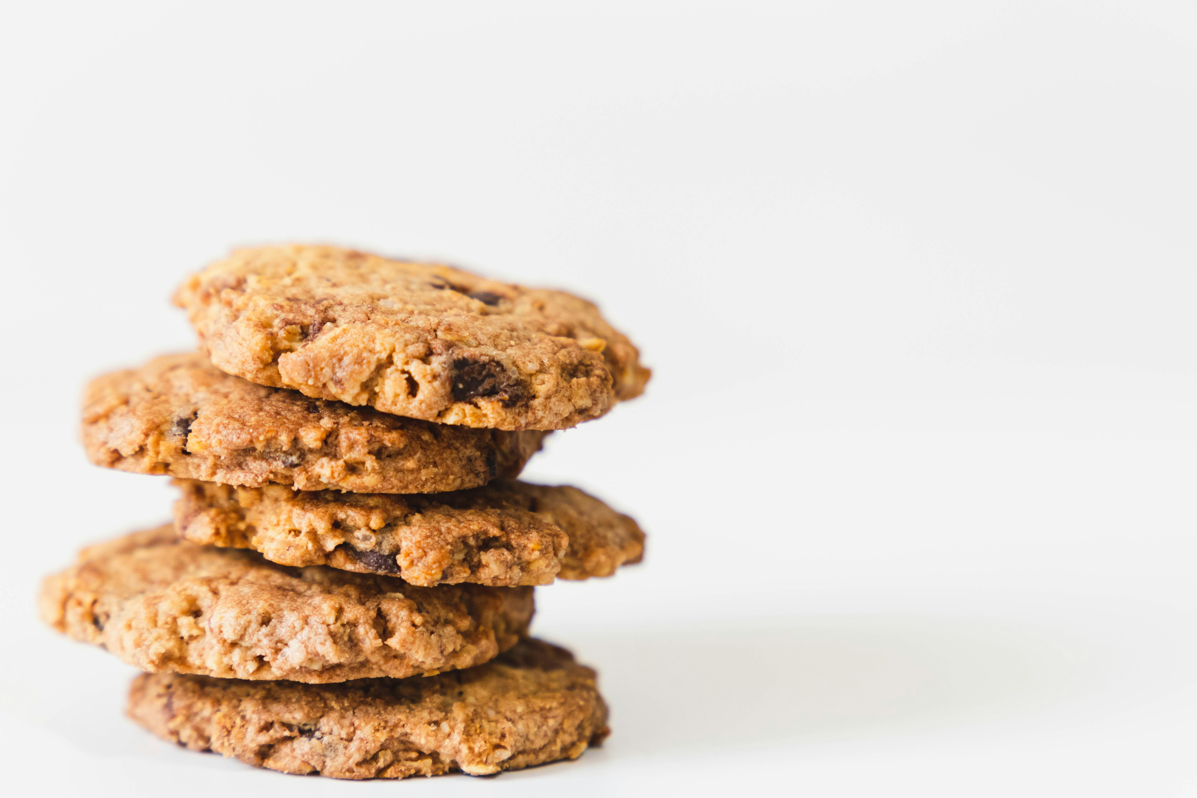 A stack of cookies on a white background