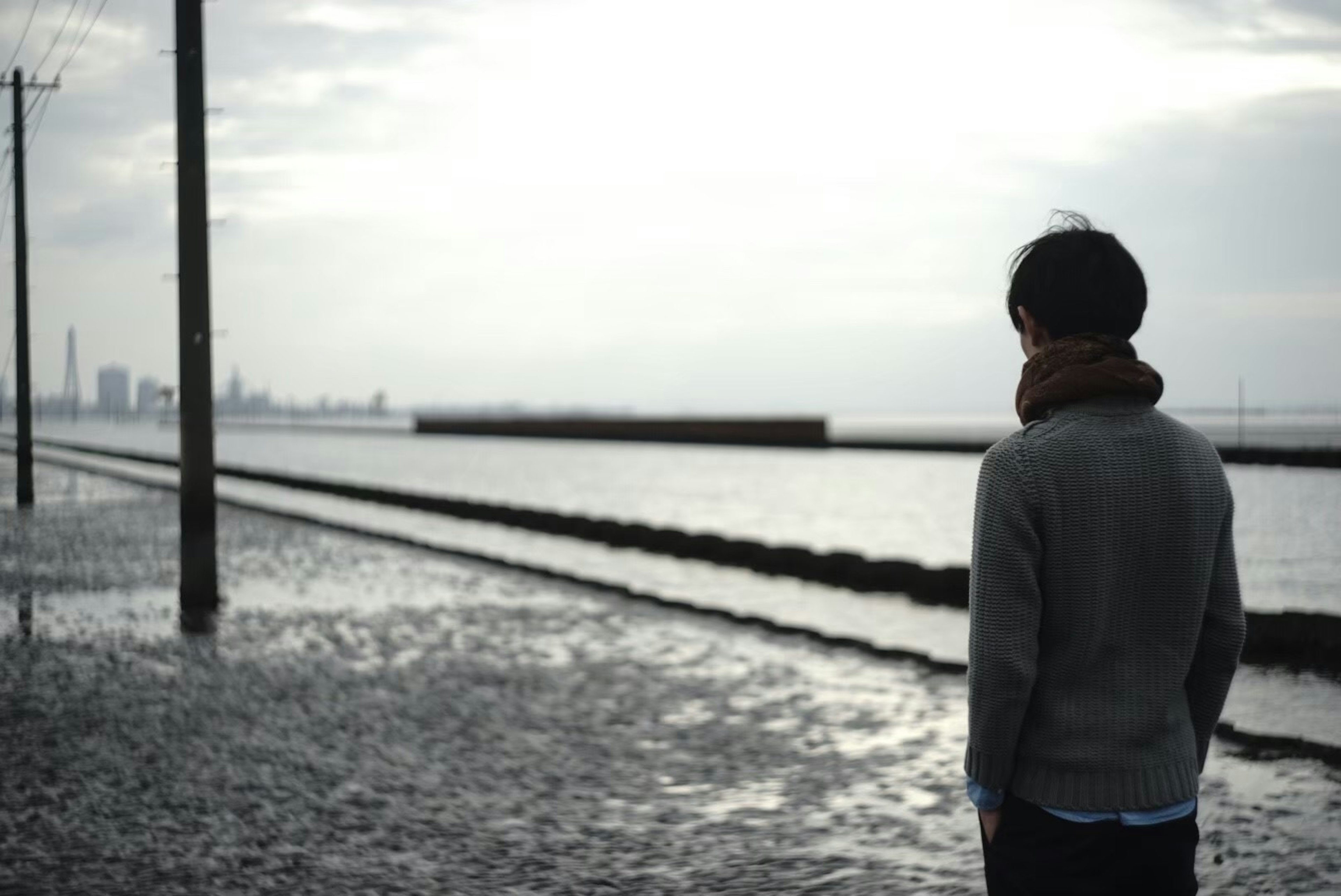 Un hombre mirando un paisaje costero