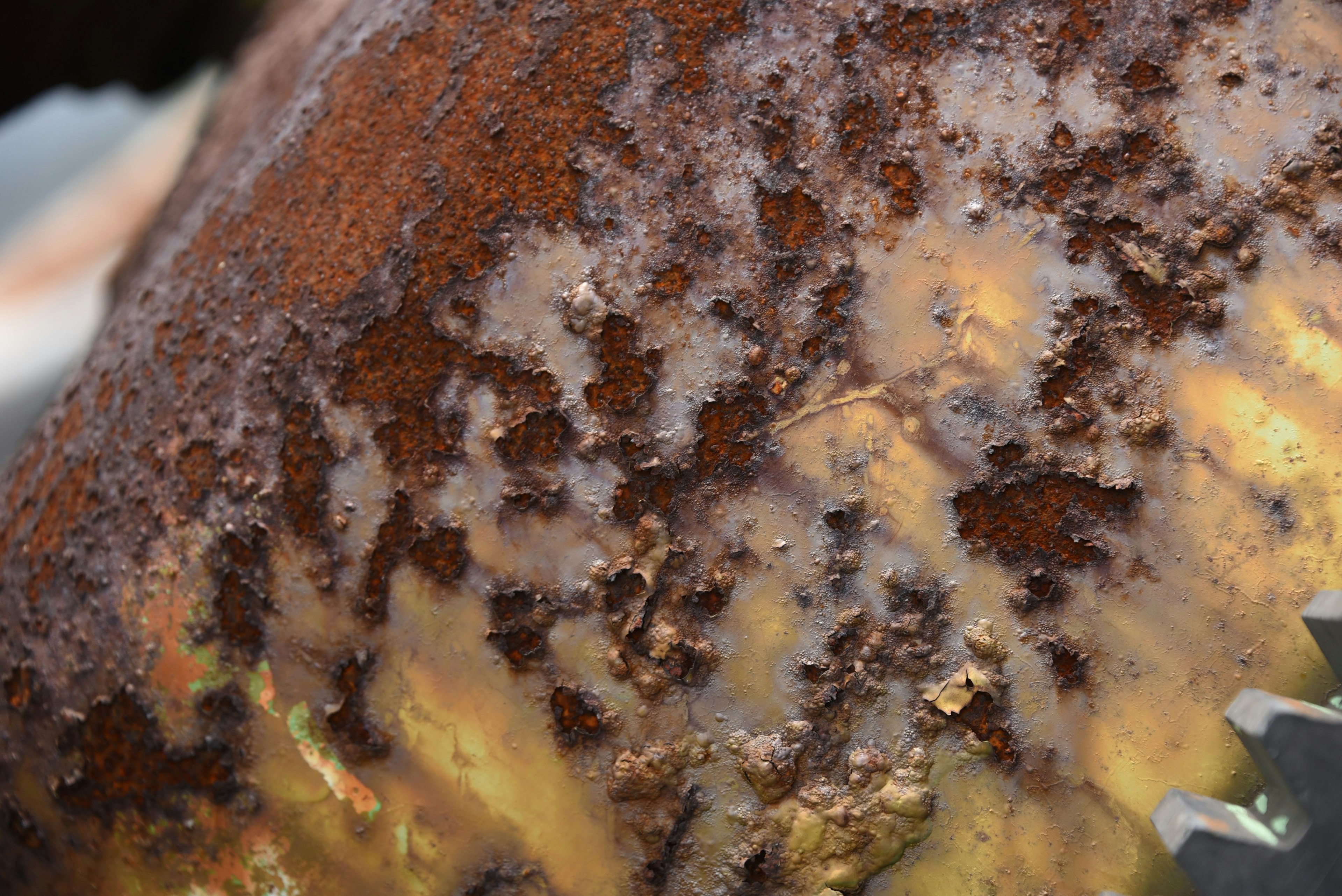 Unique patterns and colors on a rusty metal surface