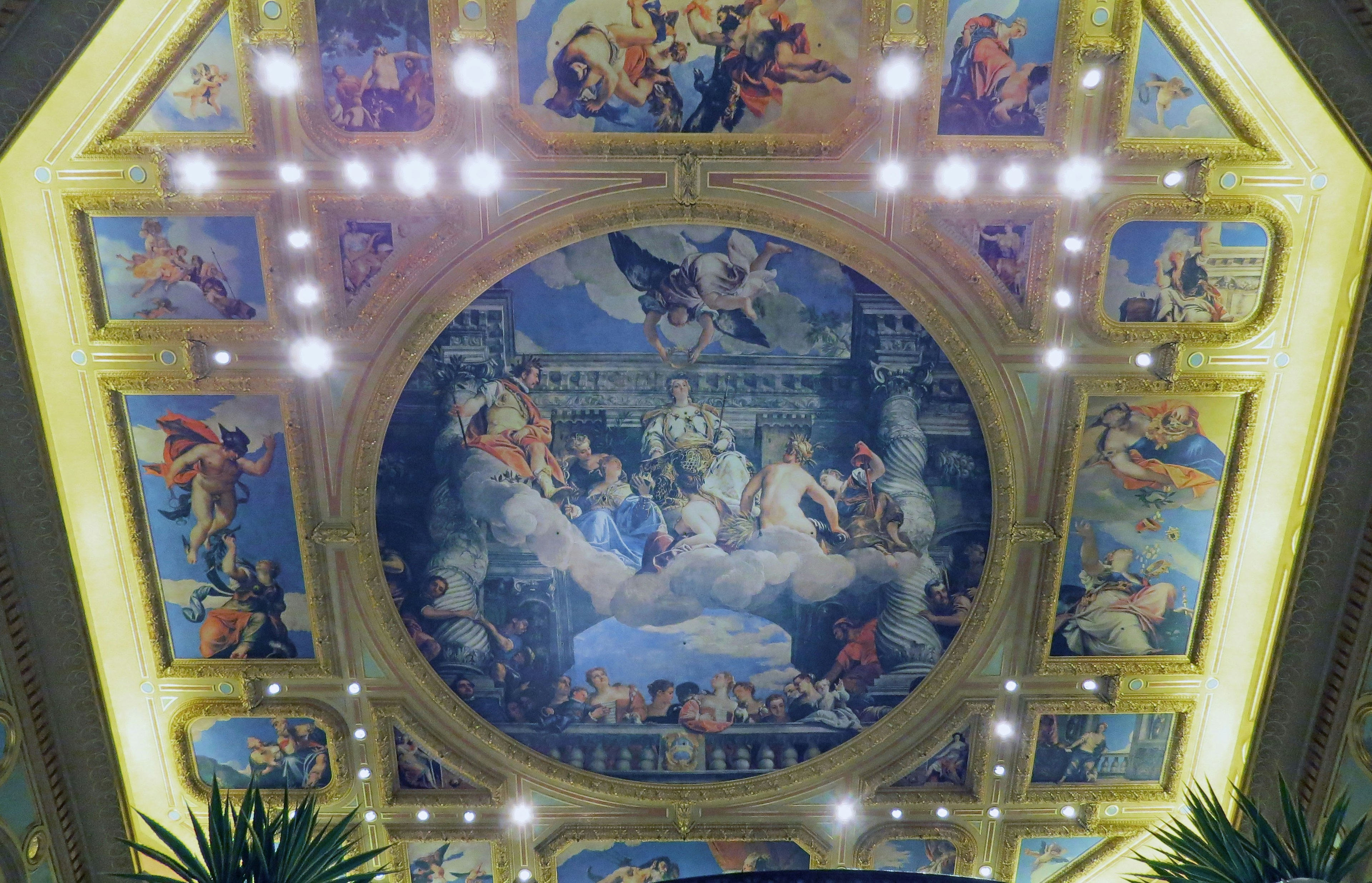 Magnificent ceiling mural in an opulent interior