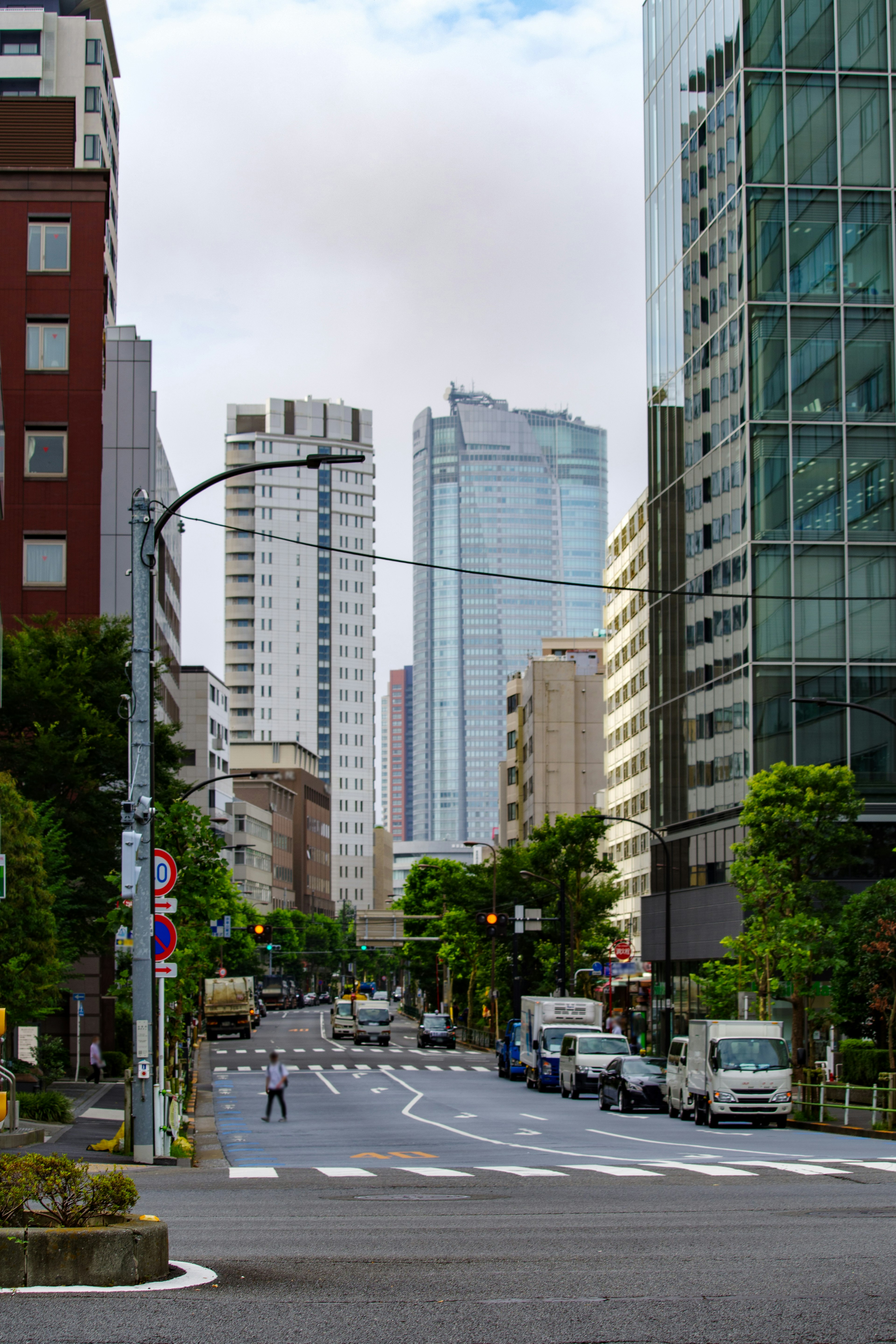 Stadtlandschaft von Tokio mit Wolkenkratzern und einer Straße