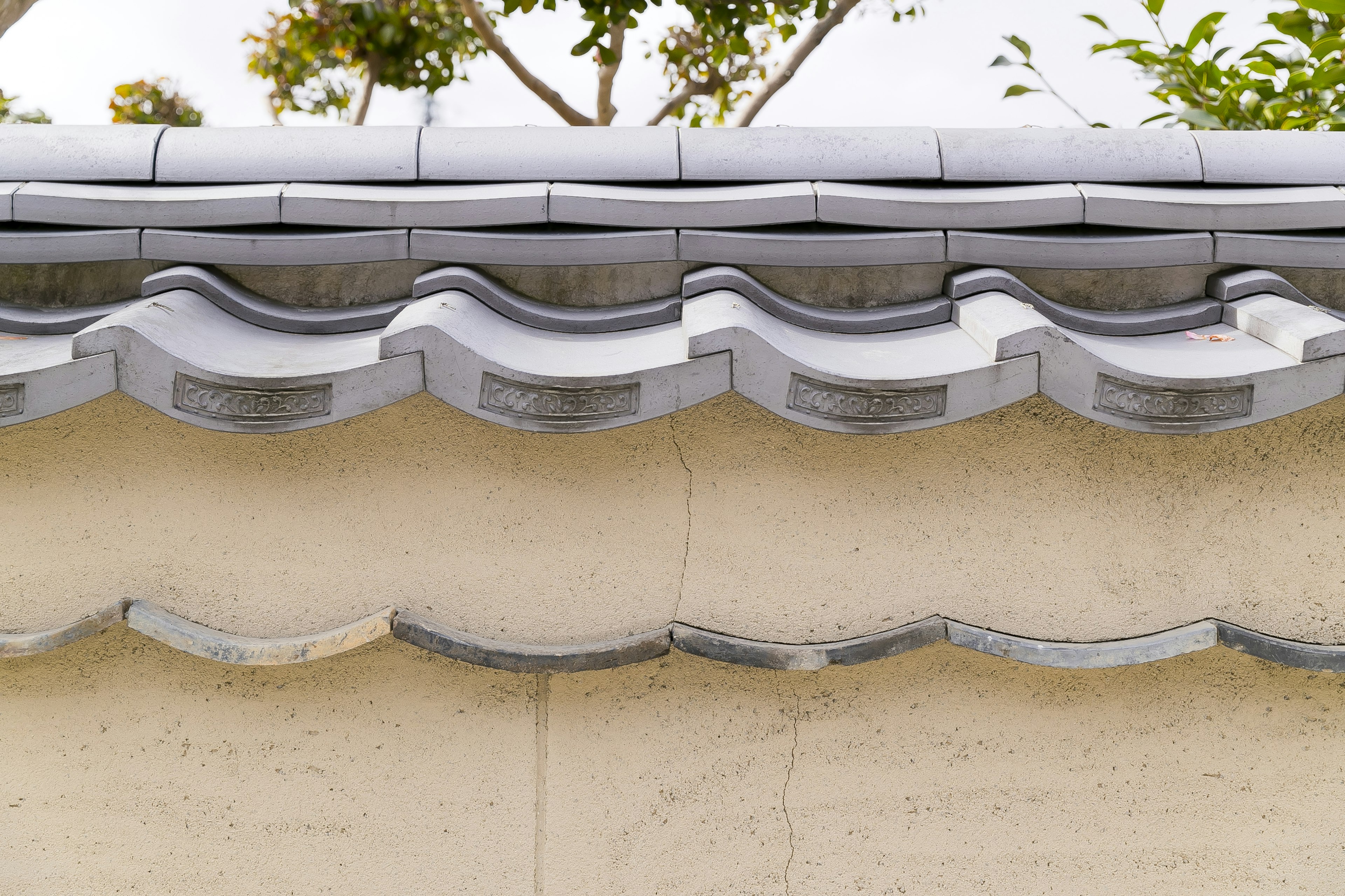 Traditional Japanese tile roof design with curved edges