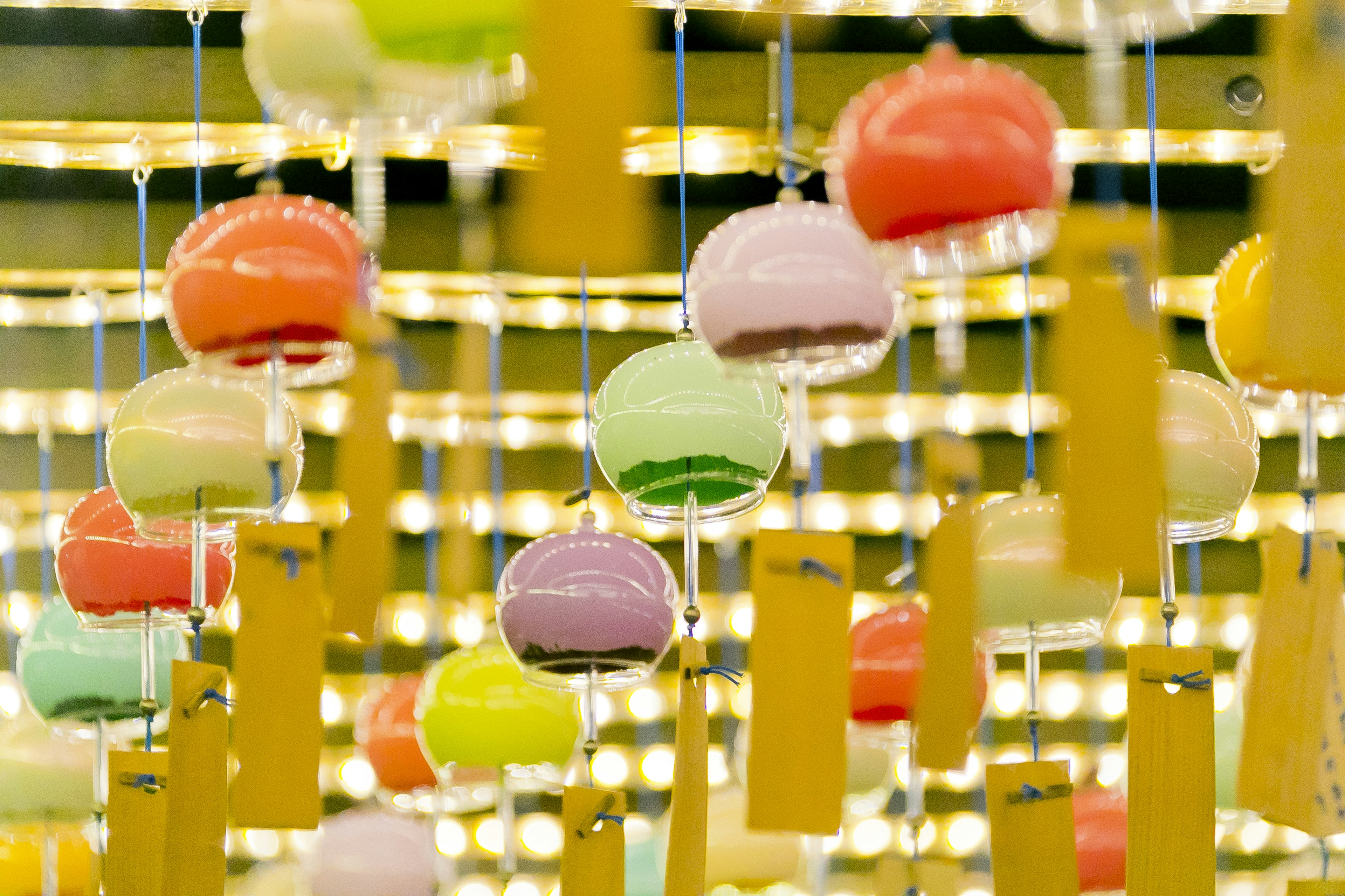 Colorful candy decorations hanging in a vibrant display