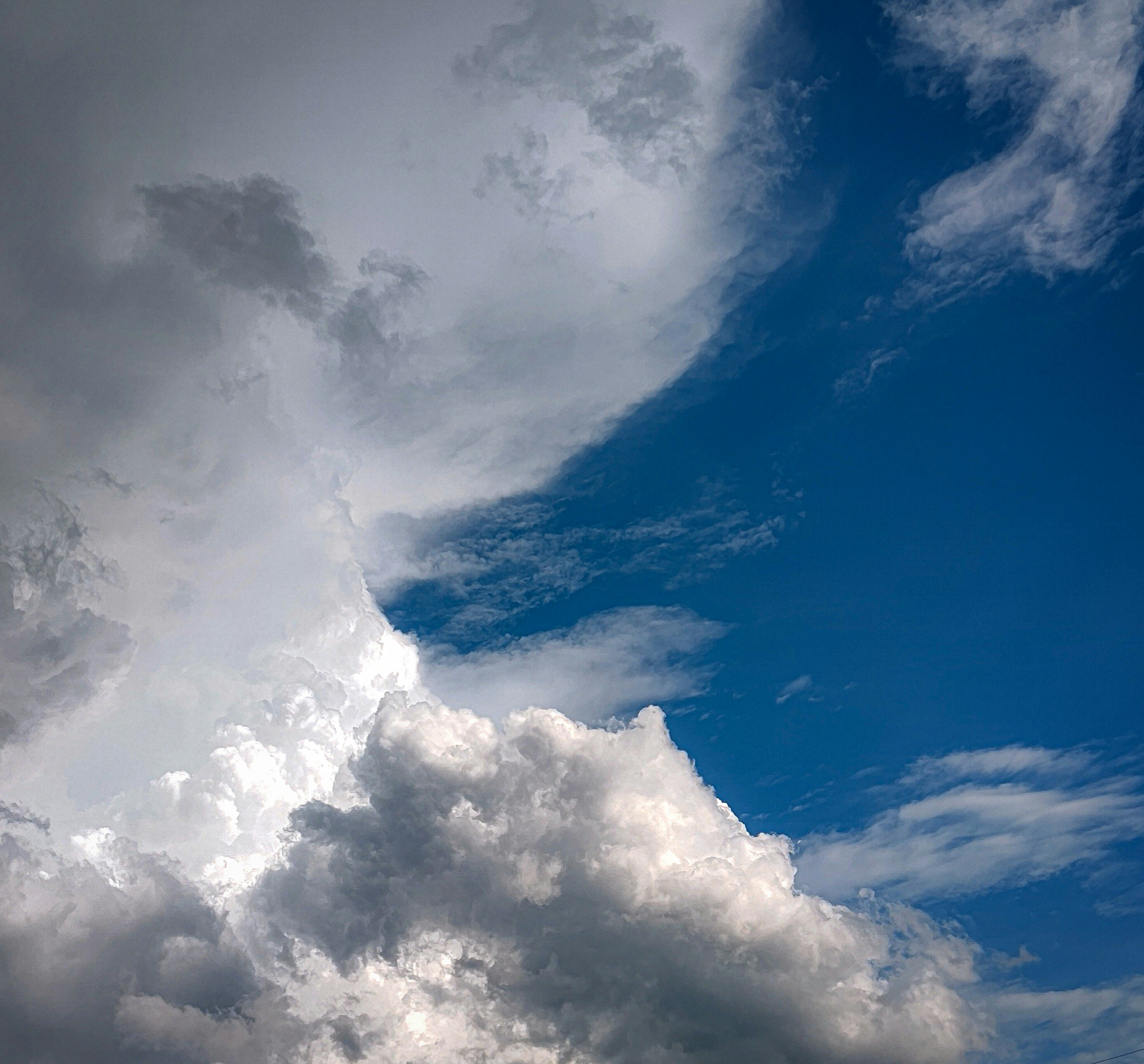 Beautiful contrast of blue sky and clouds