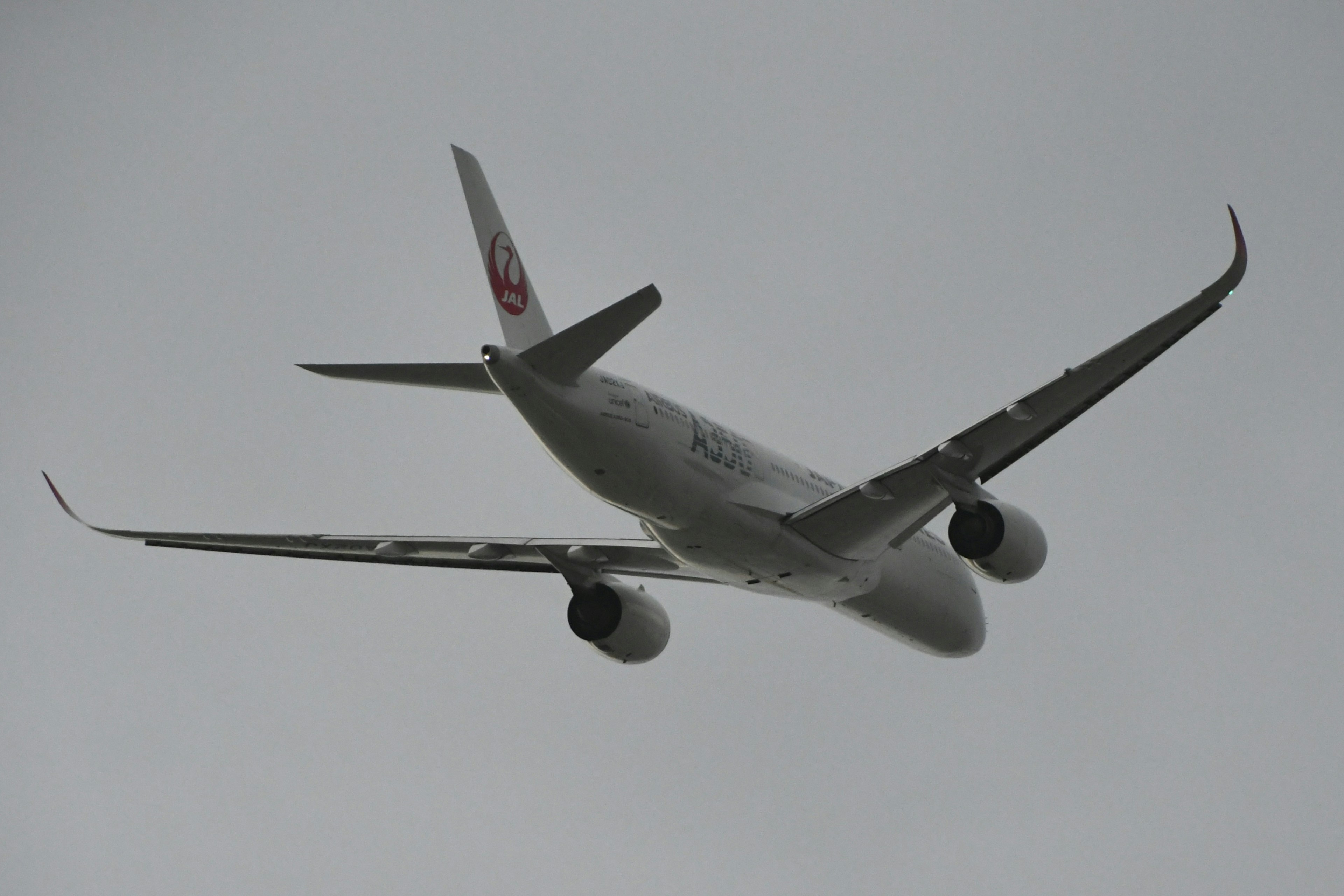 航空機が曇った空を飛行中