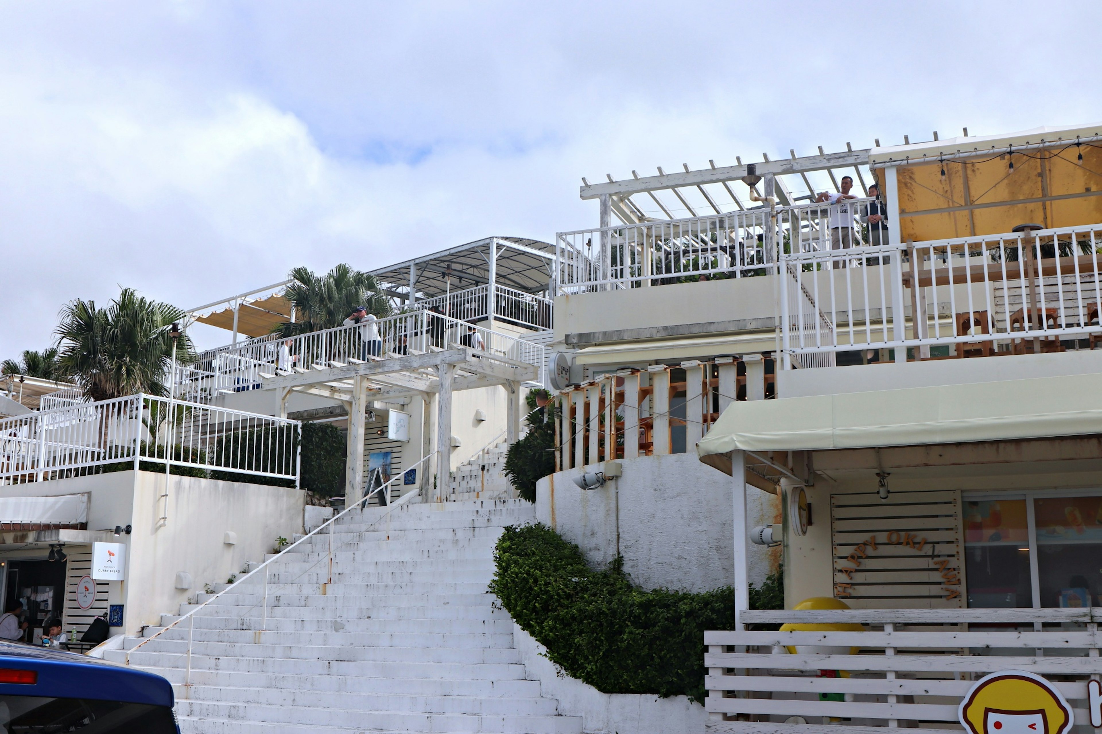 Scenic view of white buildings and stairs