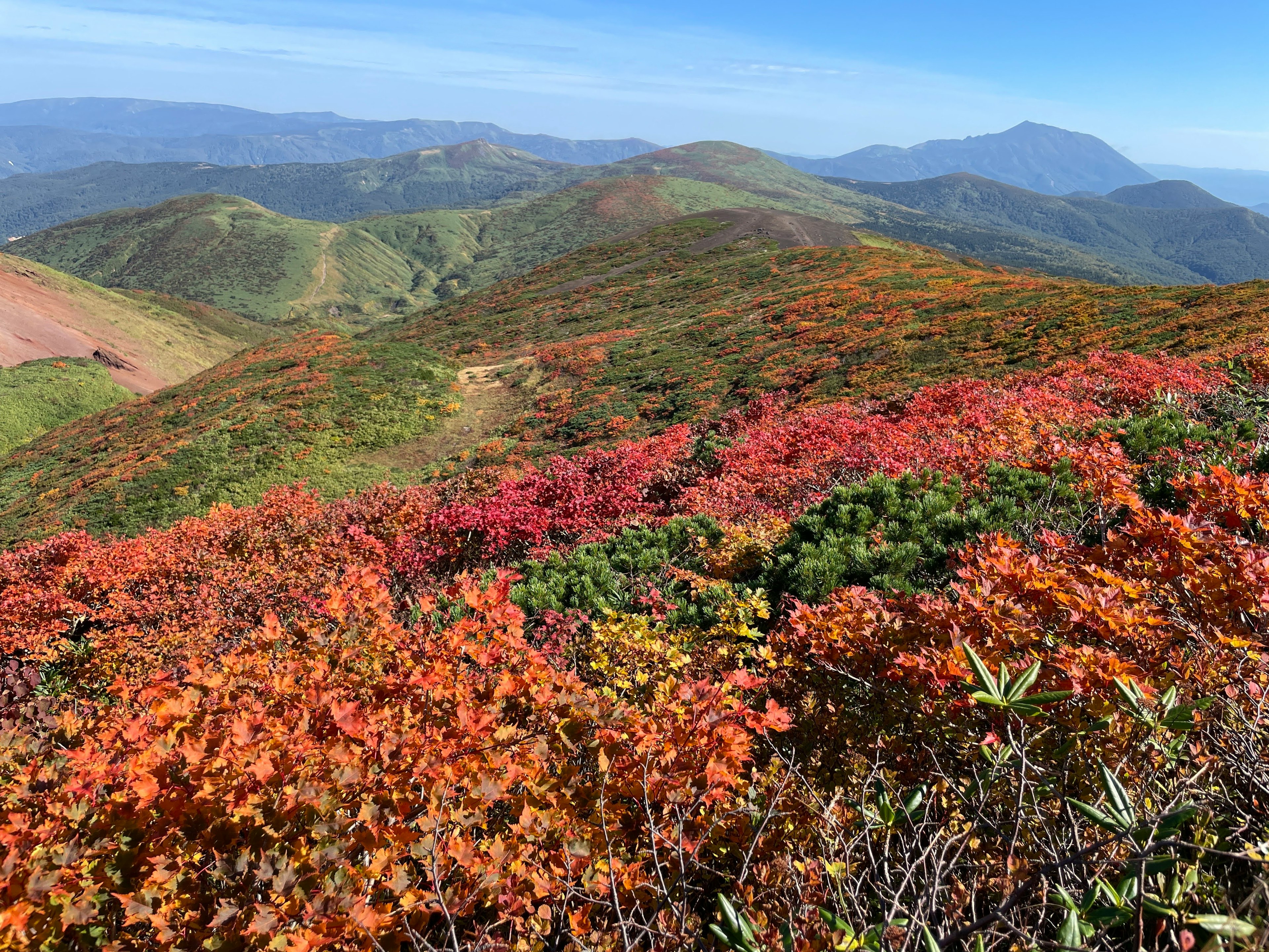 色とりどりの紅葉が広がる山々の風景