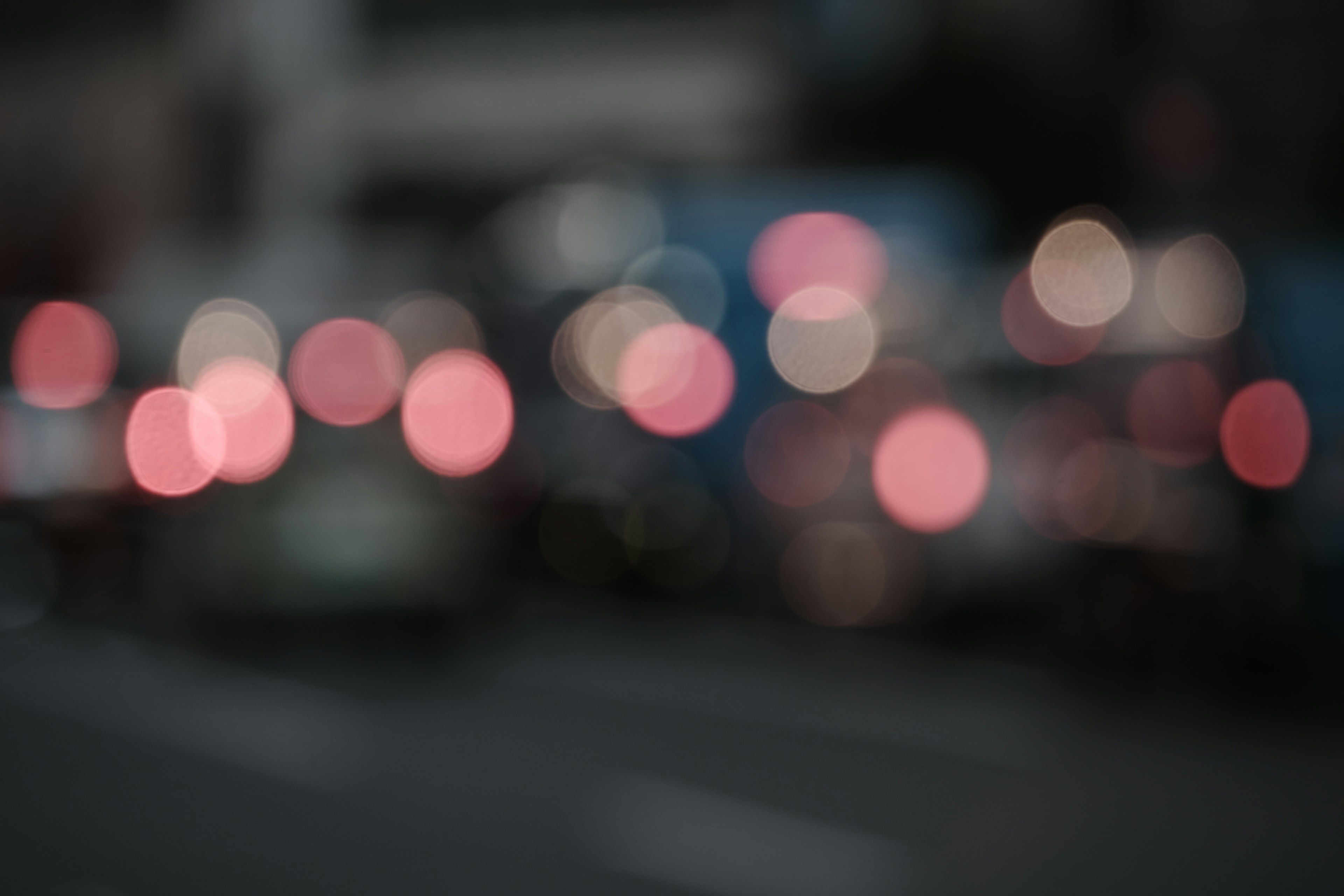 Blurred traffic lights with colorful bokeh effects