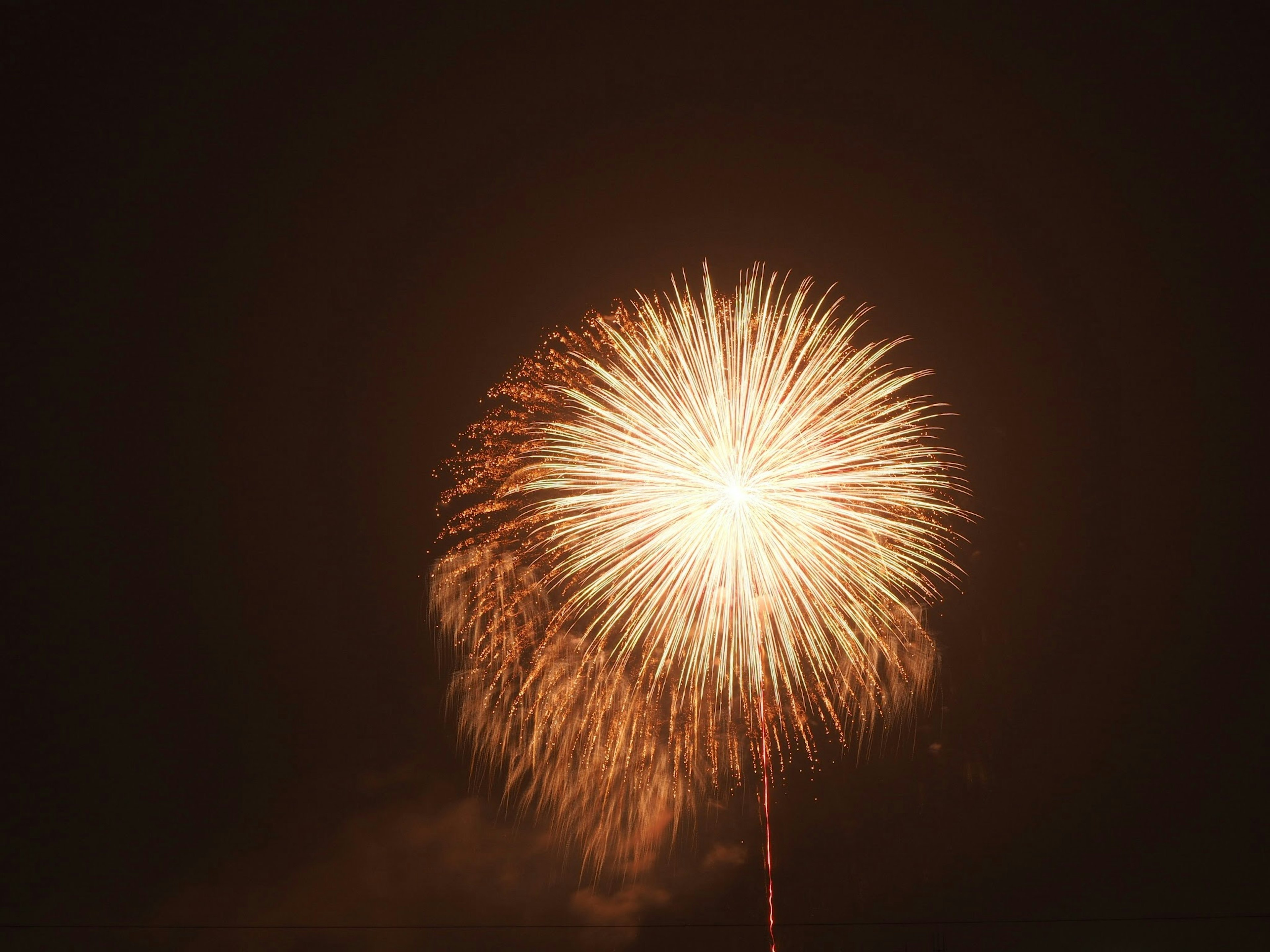 Gran explosión de fuegos artificiales en el cielo nocturno