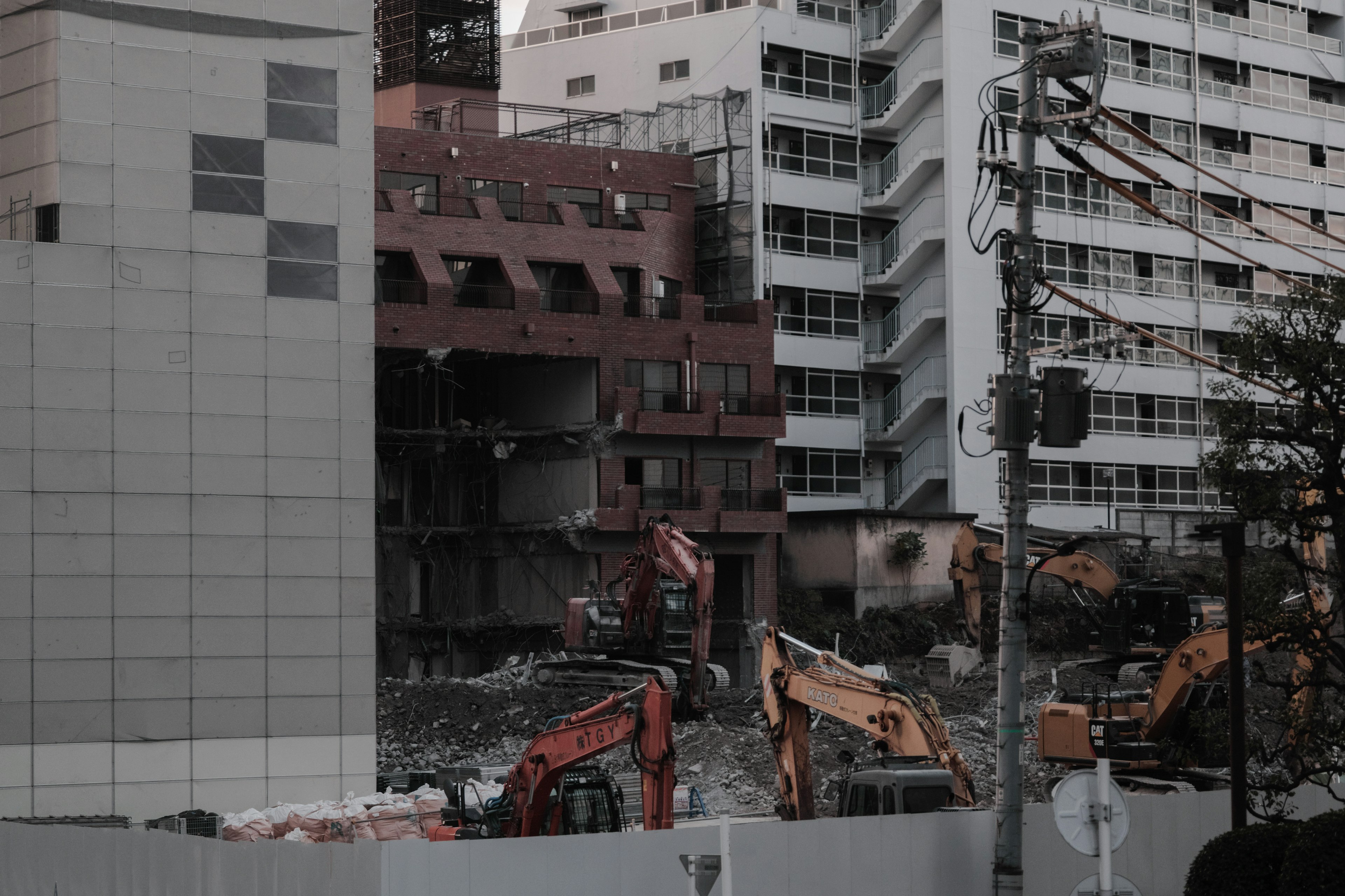 Demolition work taking place at a construction site