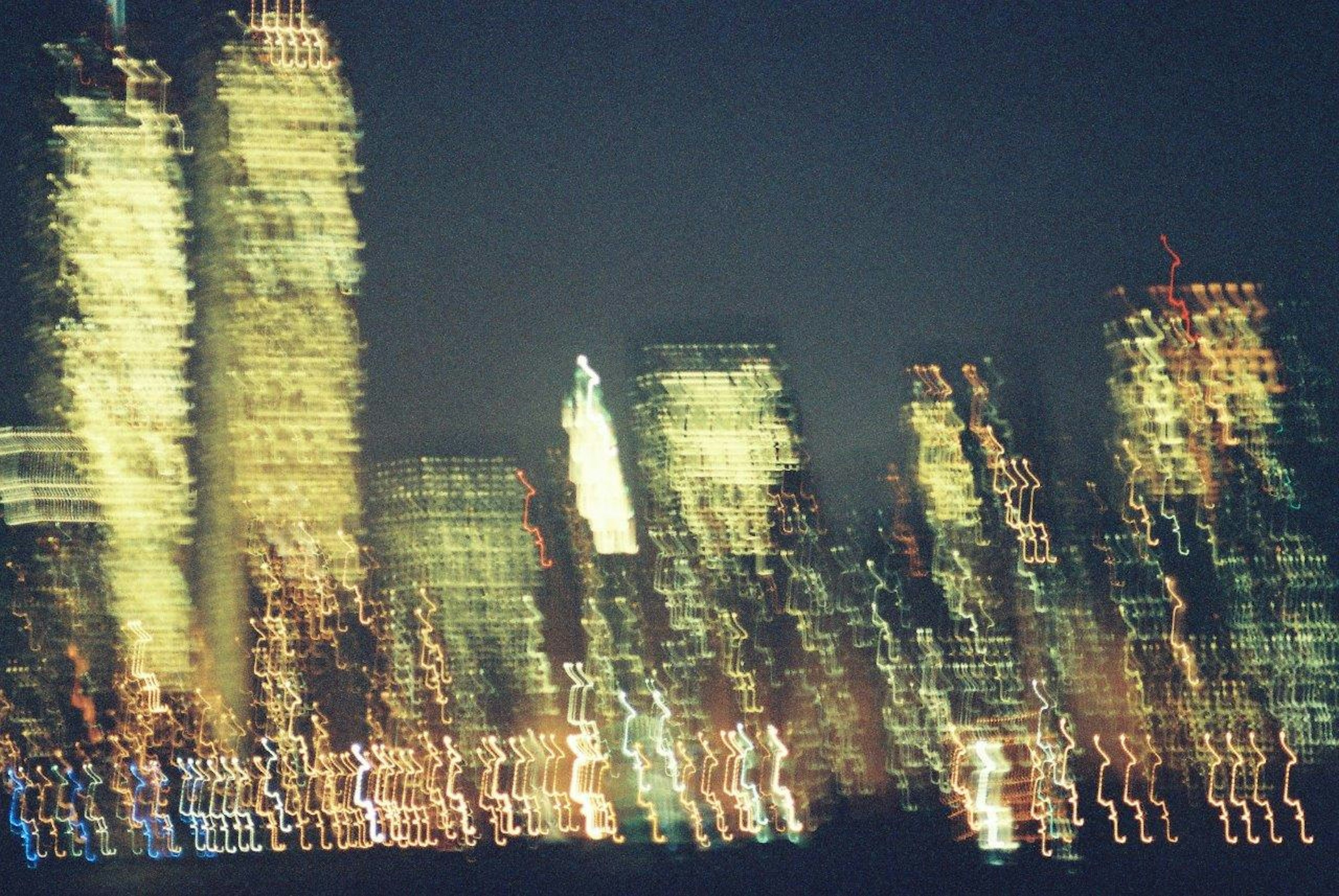 Skyline de New York flou avec des effets de lumière