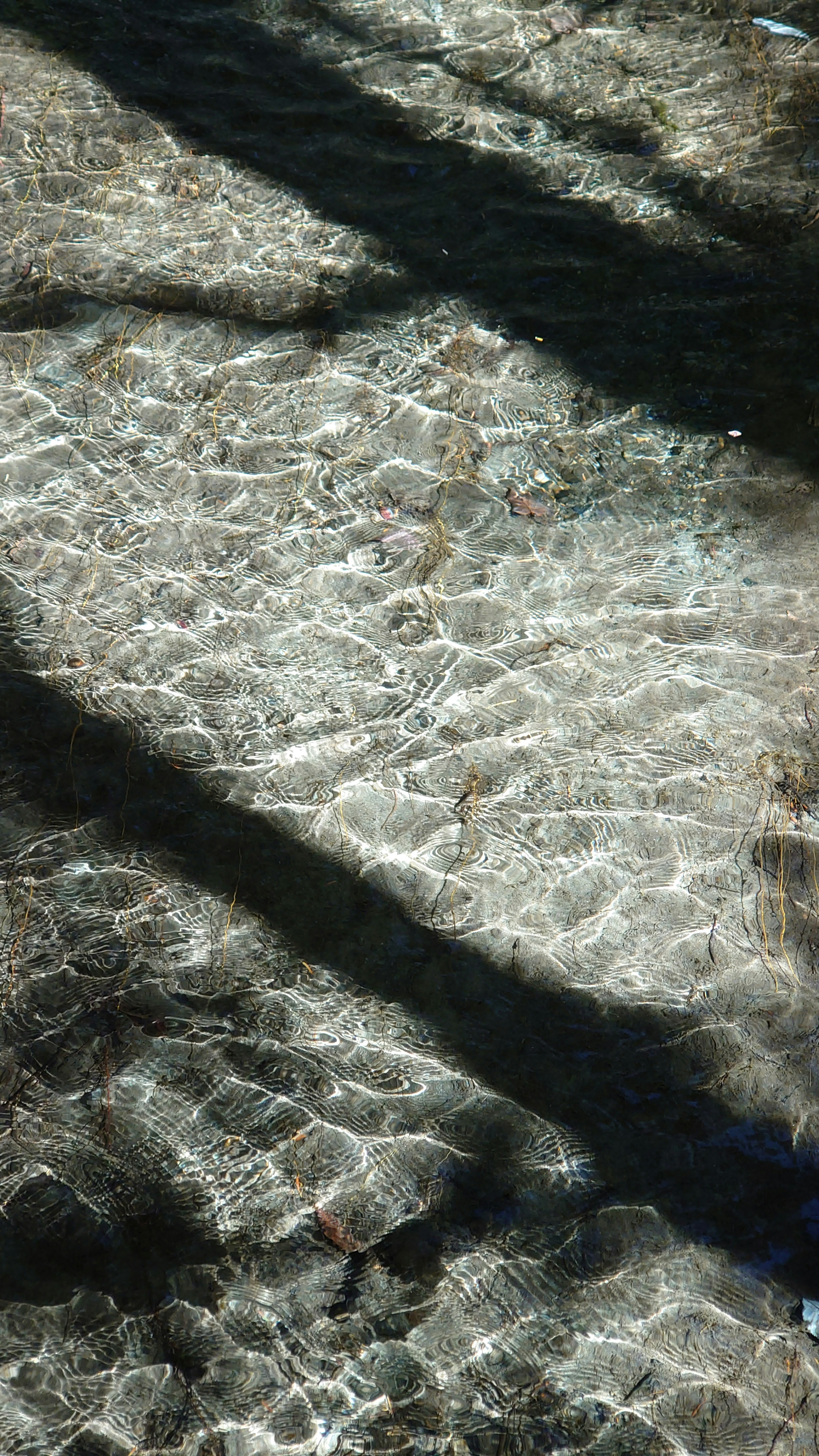 Superficie de agua reflectante con sombras cruzadas