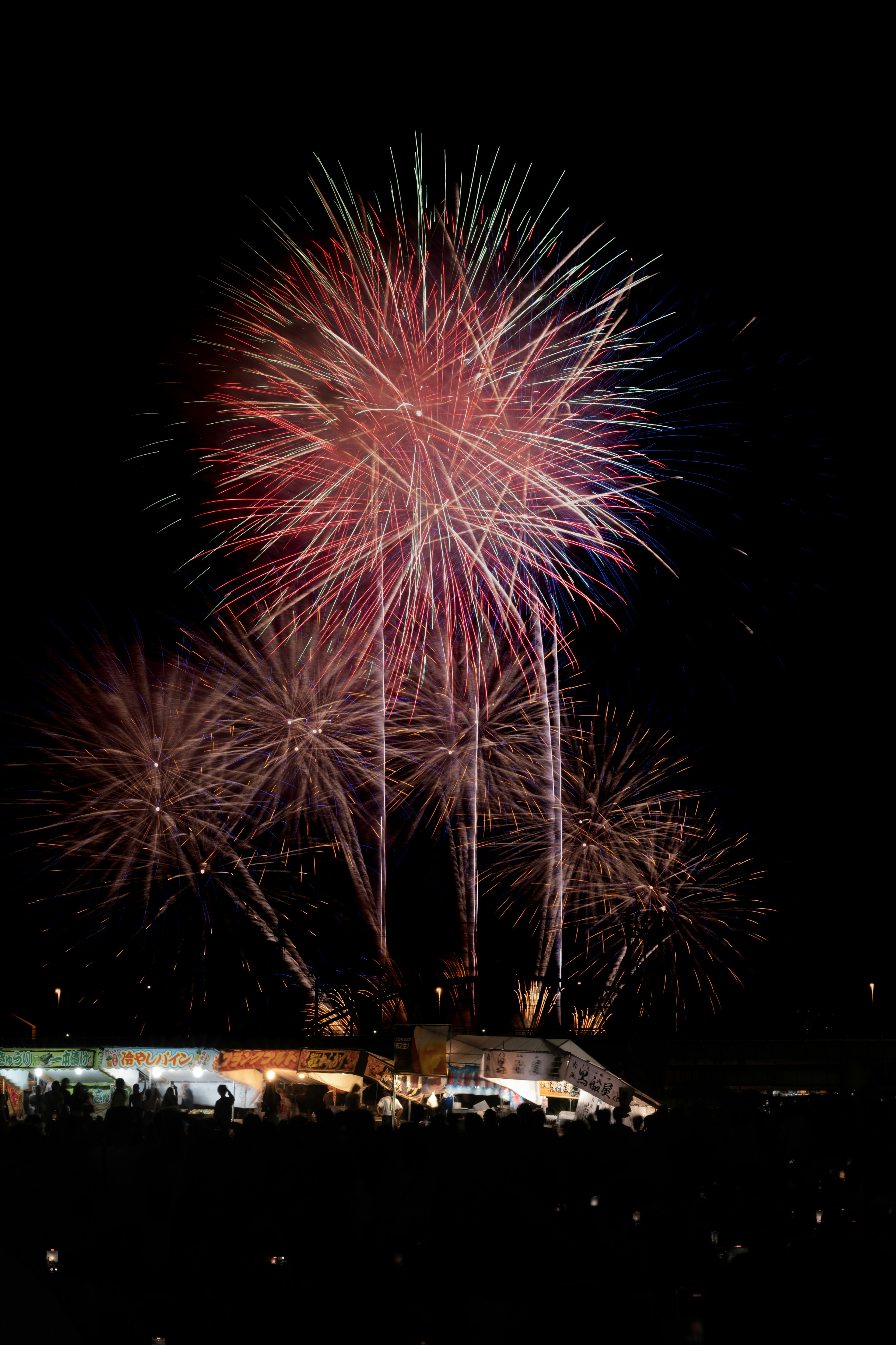 Fuochi d'artificio colorati che esplodono nel cielo notturno