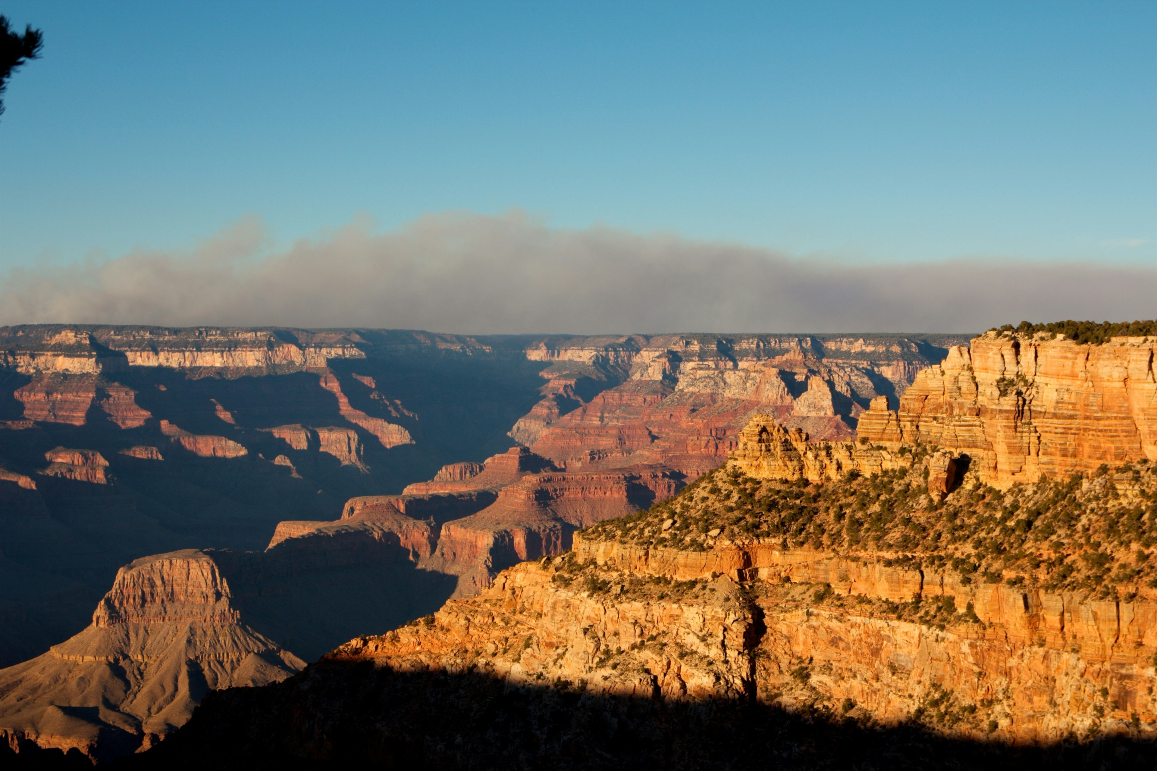 Stunning view of the Grand Canyon illuminated by sunset light